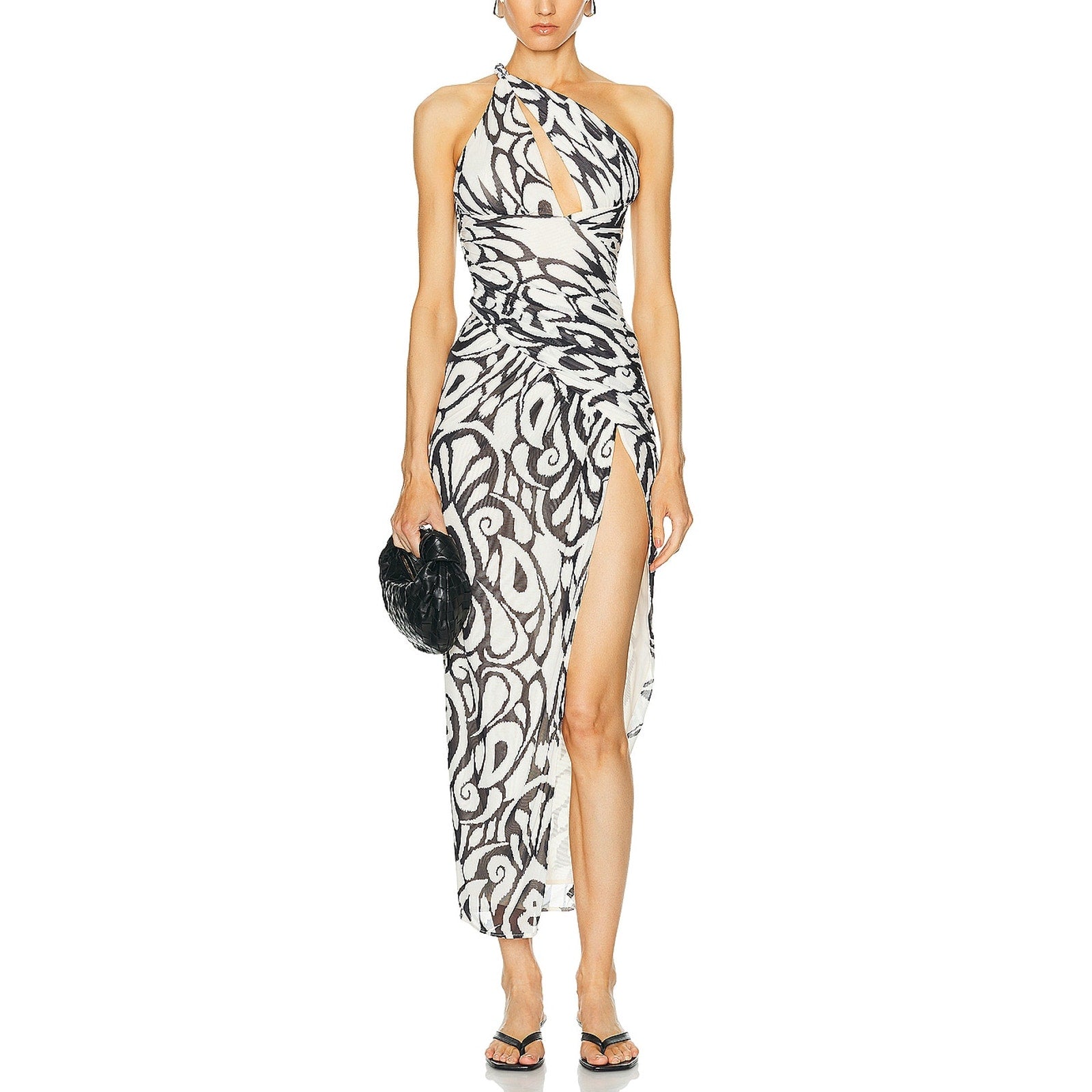 Nicholas 'Drue' White Draped Asymmetrical One Shoulder Midi Dress Size 4