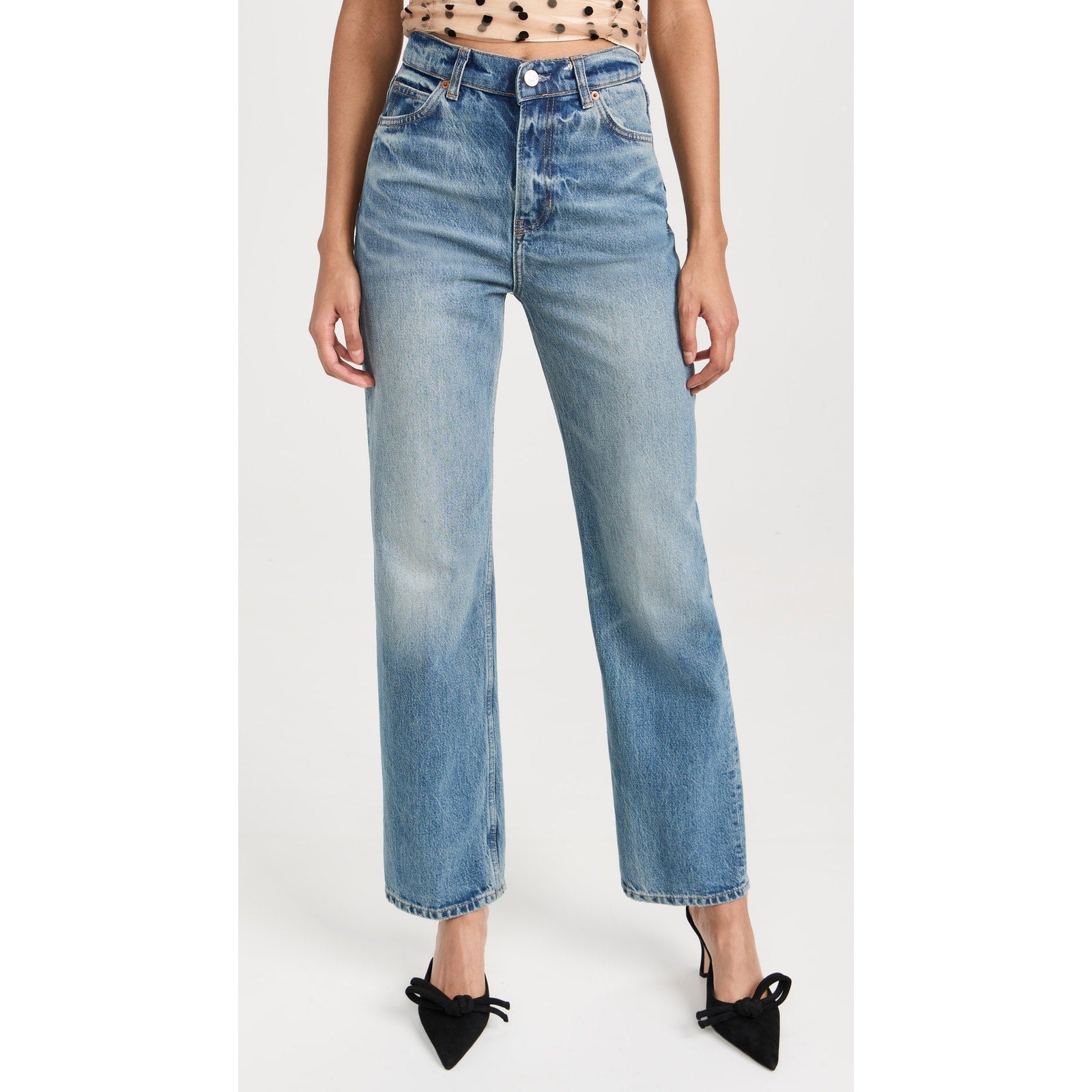 Reformation 'Abby' Blue High Rise Straight Denim Jeans Size 30
