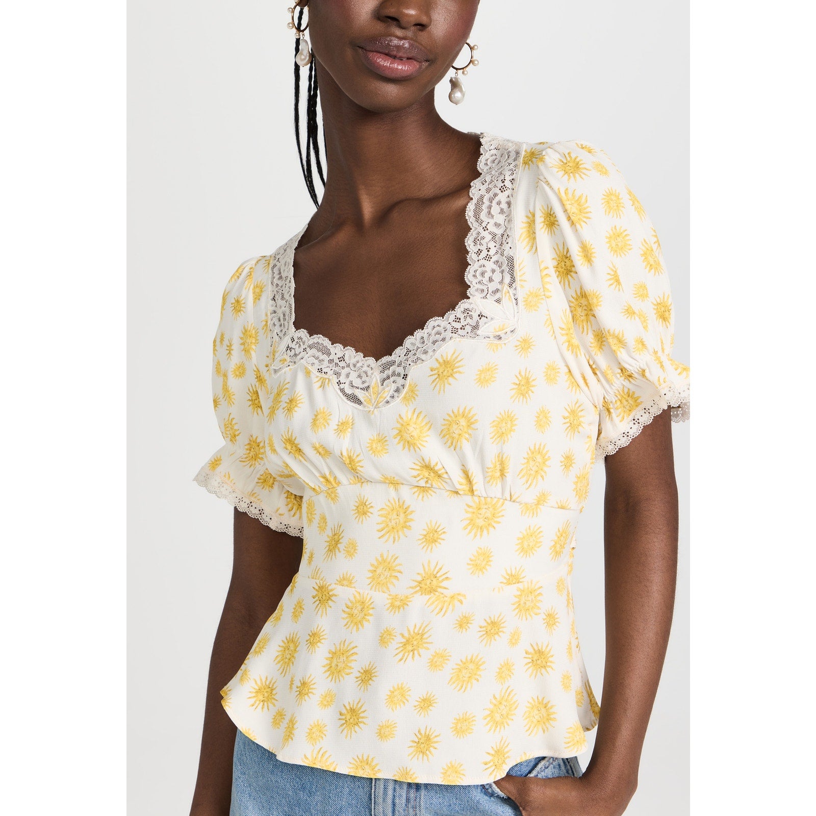 Rixo 'Selva' White Flora Print Top Size XS