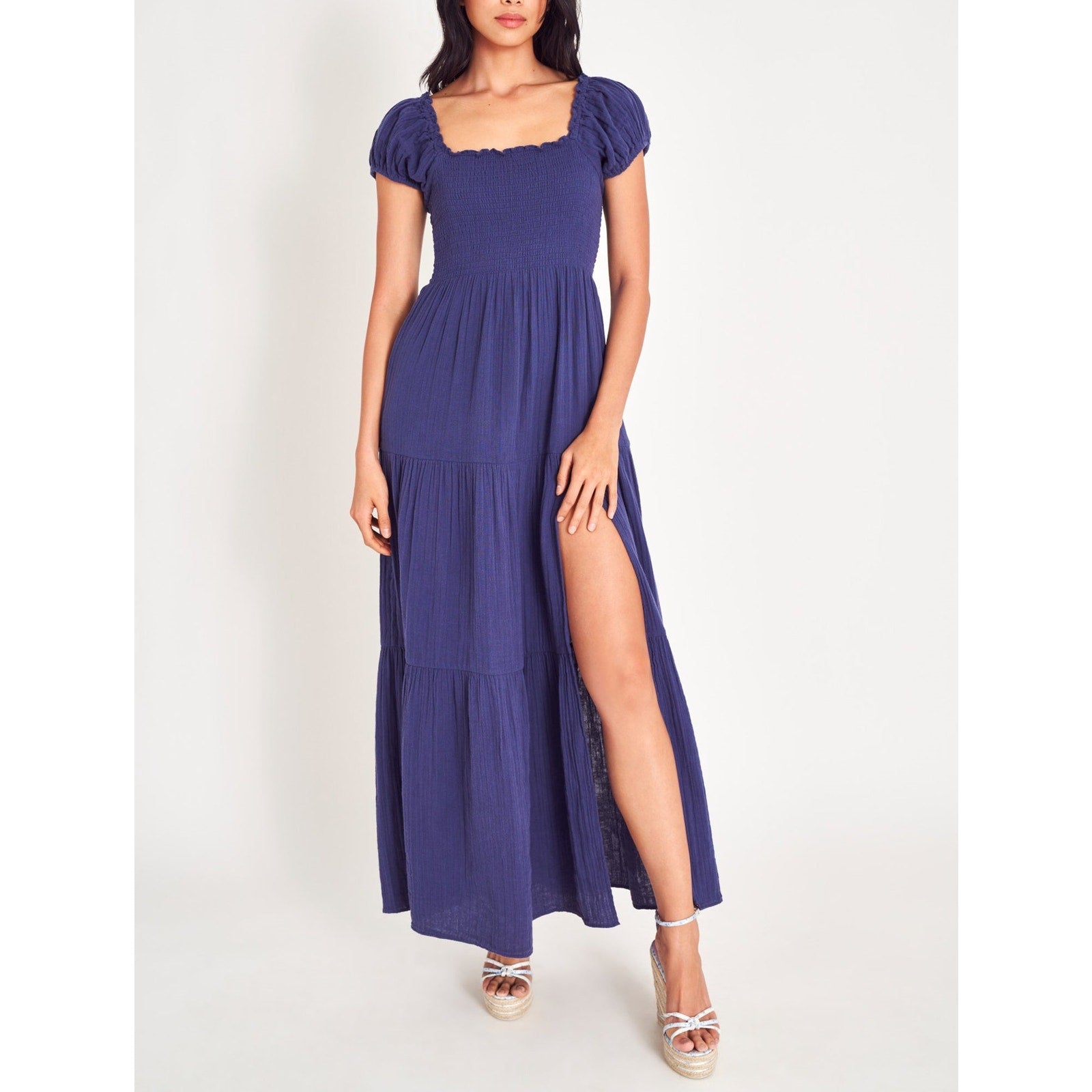 Loveshackfancy 'Alohl' Blue Cotton Maxi Dress Size P