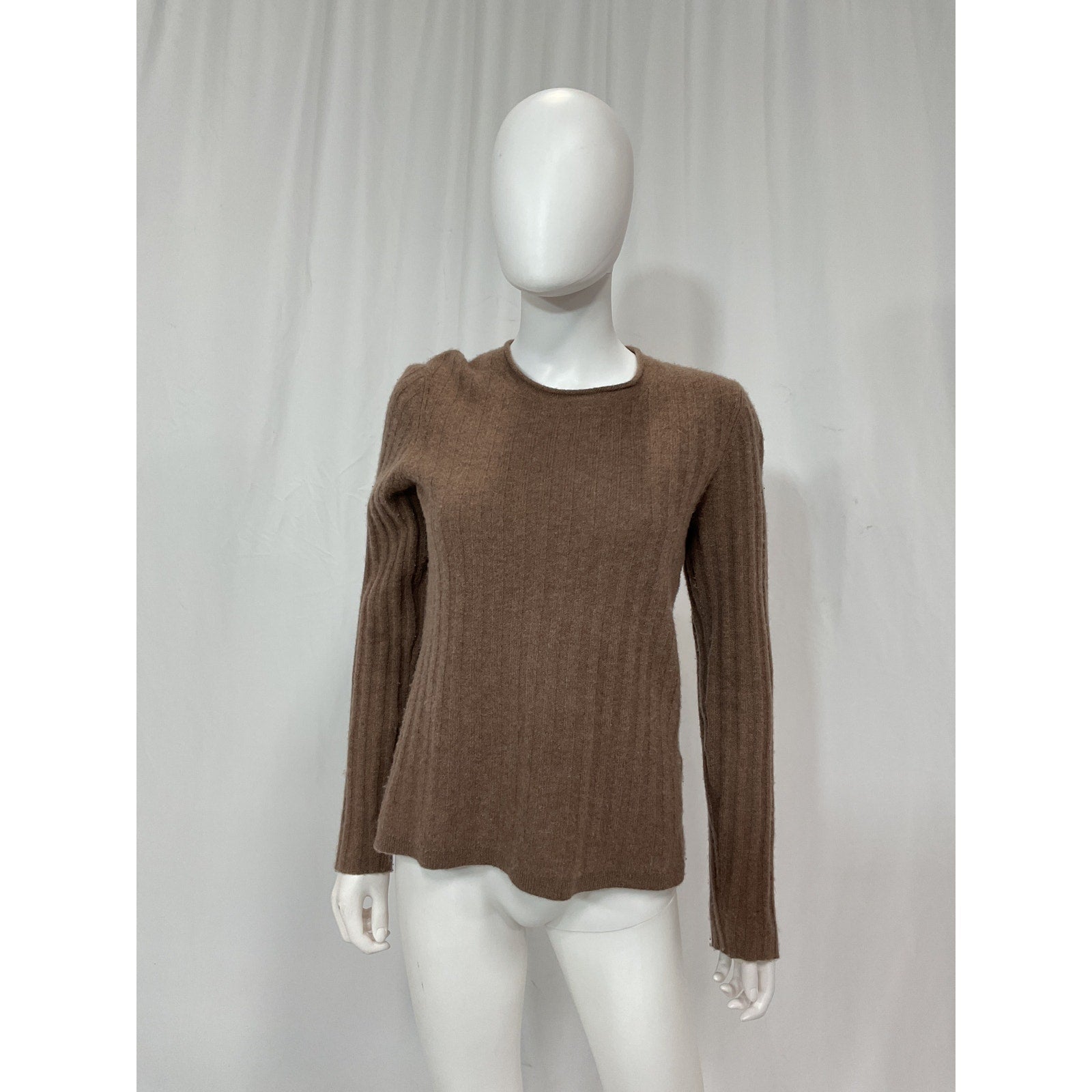 Naadam Cashmere 'Ribbed' Brown Crewneck Sweater Size M