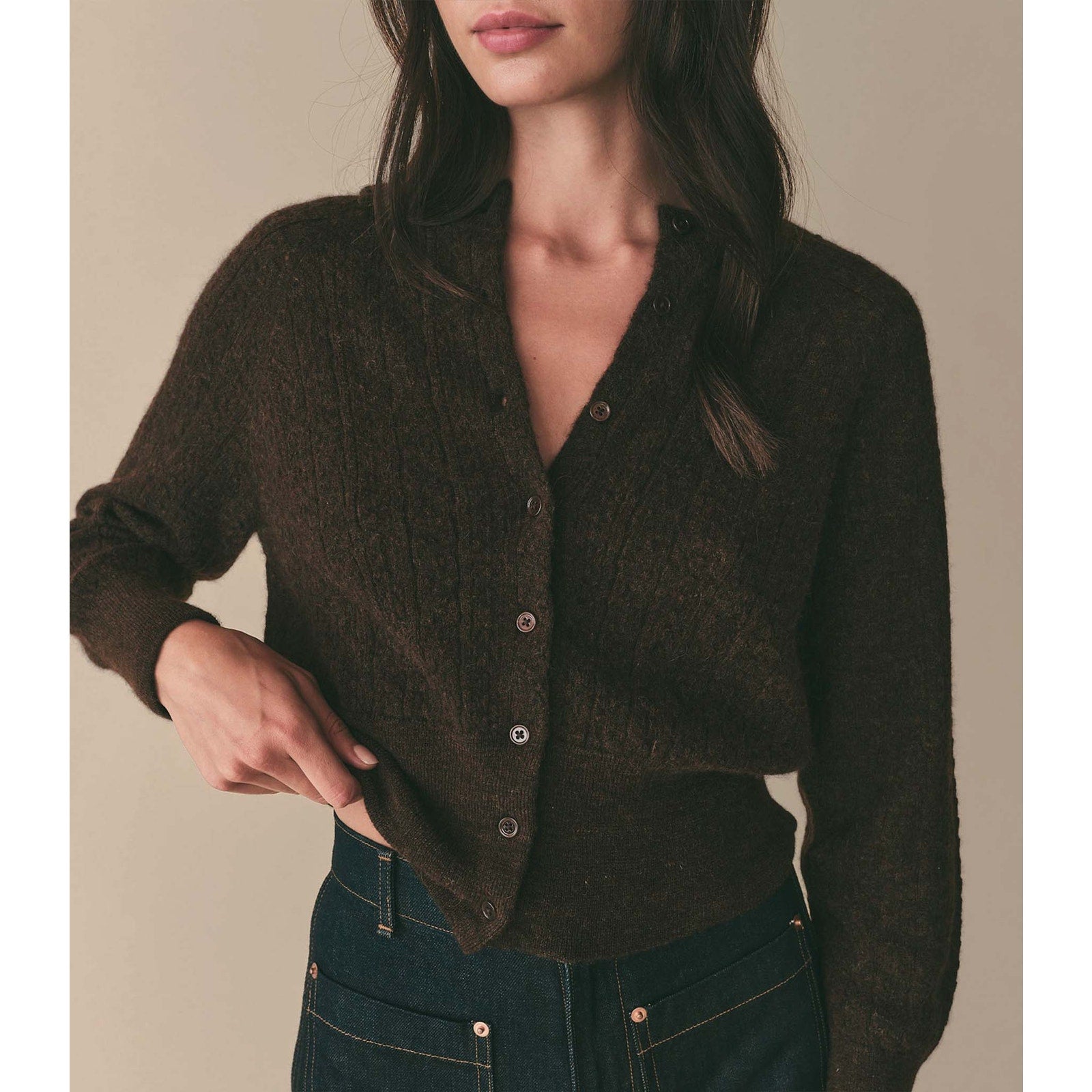 D�en 'Eileen' Brown Cardigan Size M