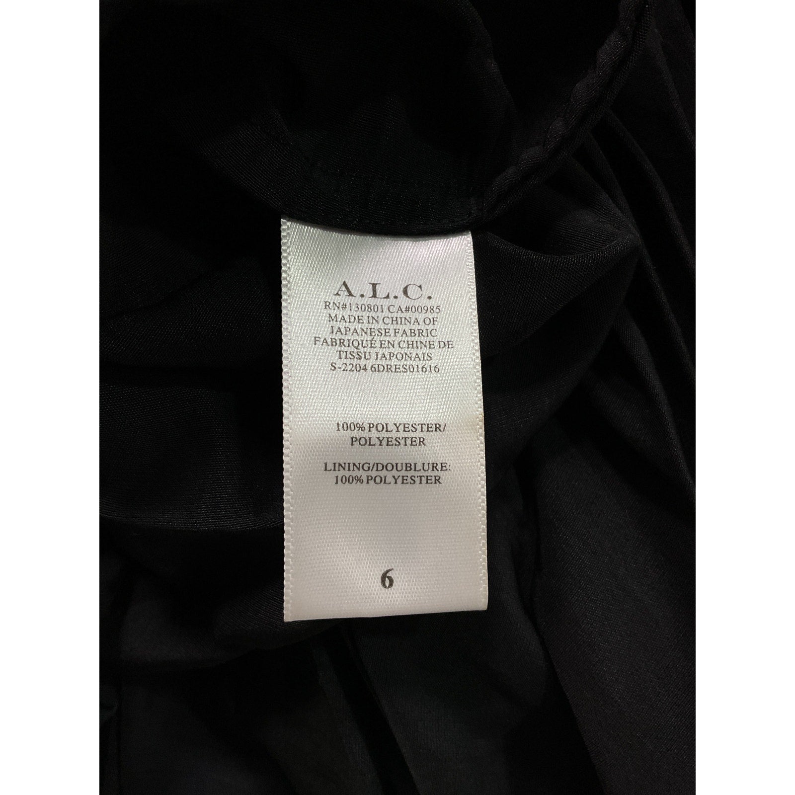 A.L.C. 'Delfina' Black One Shoulder Asymmetrical Dress Size 6