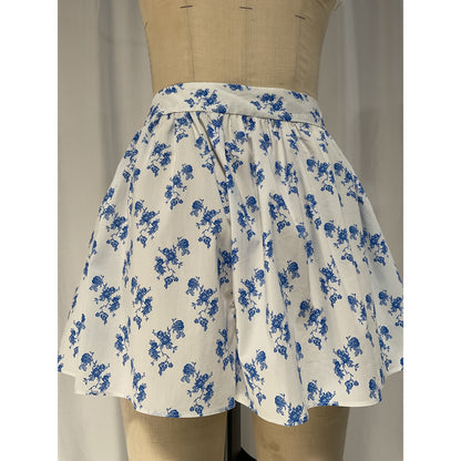 Caroline Constas 'Teagen' White Floral-Print Cotton-Blend Poplin Shorts Size M