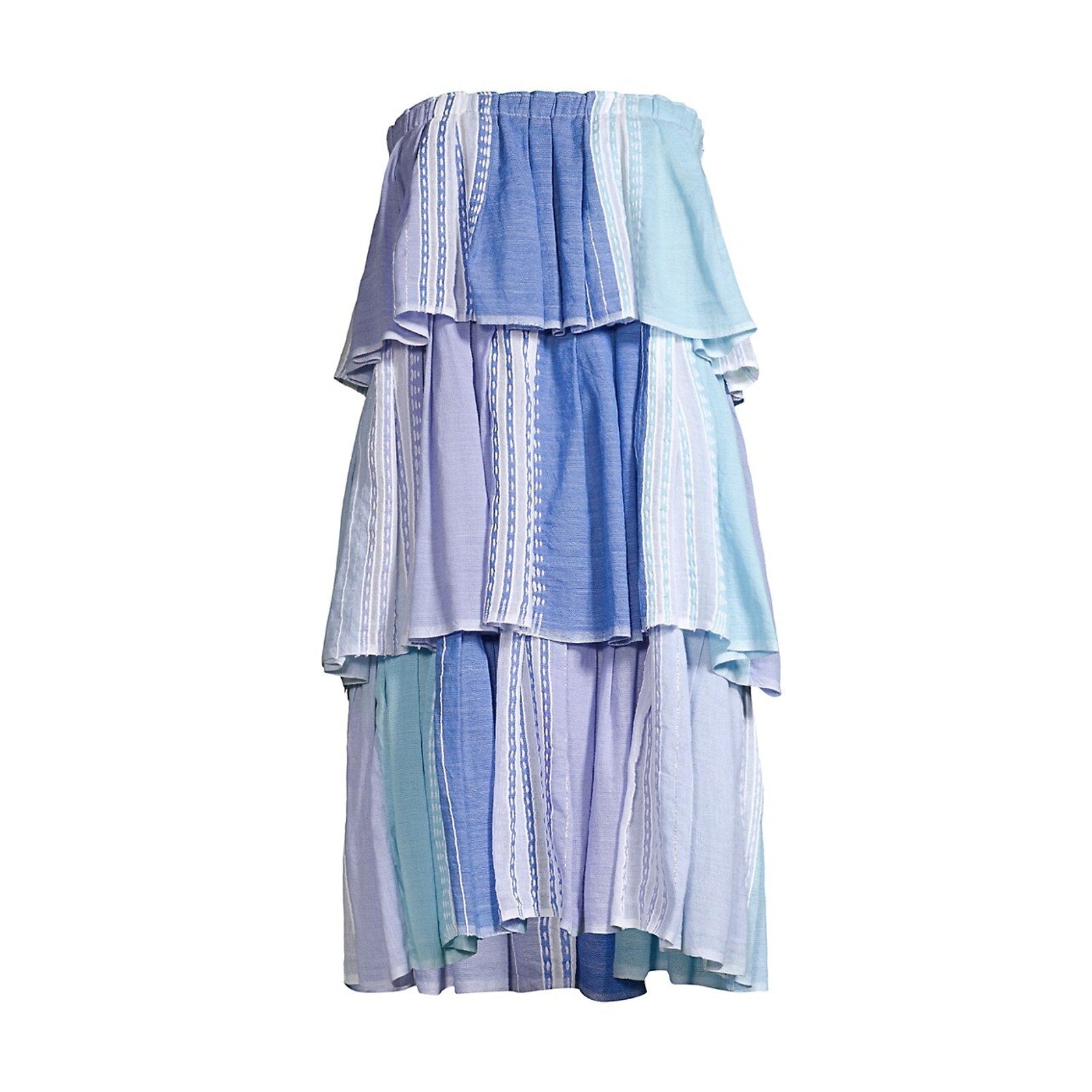 Lemlem 'Eshal' Blue Cotton Tiered Coverup Dress Size M