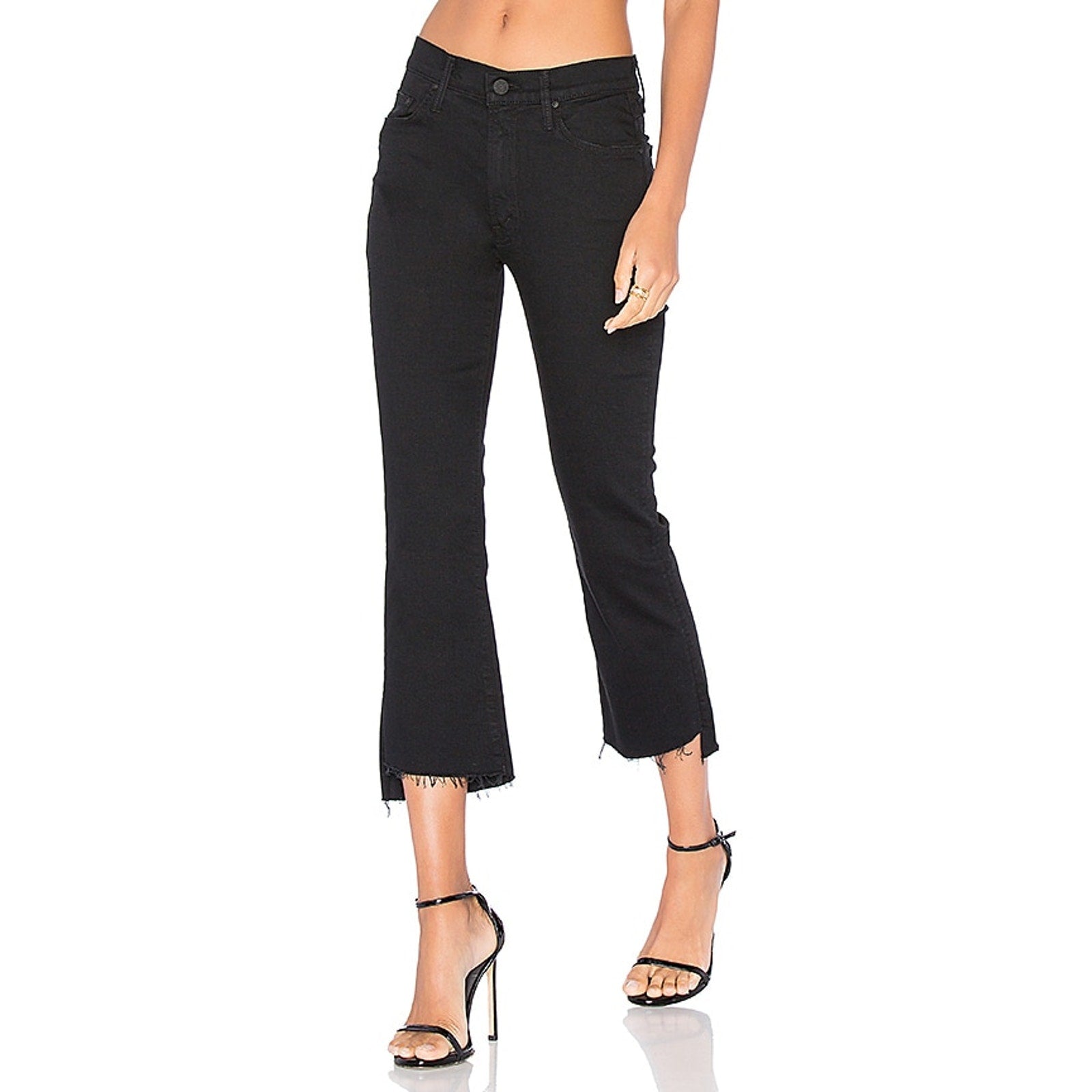 Mother 'Insider' Black Crop Step Fray Denim Jean Size 27