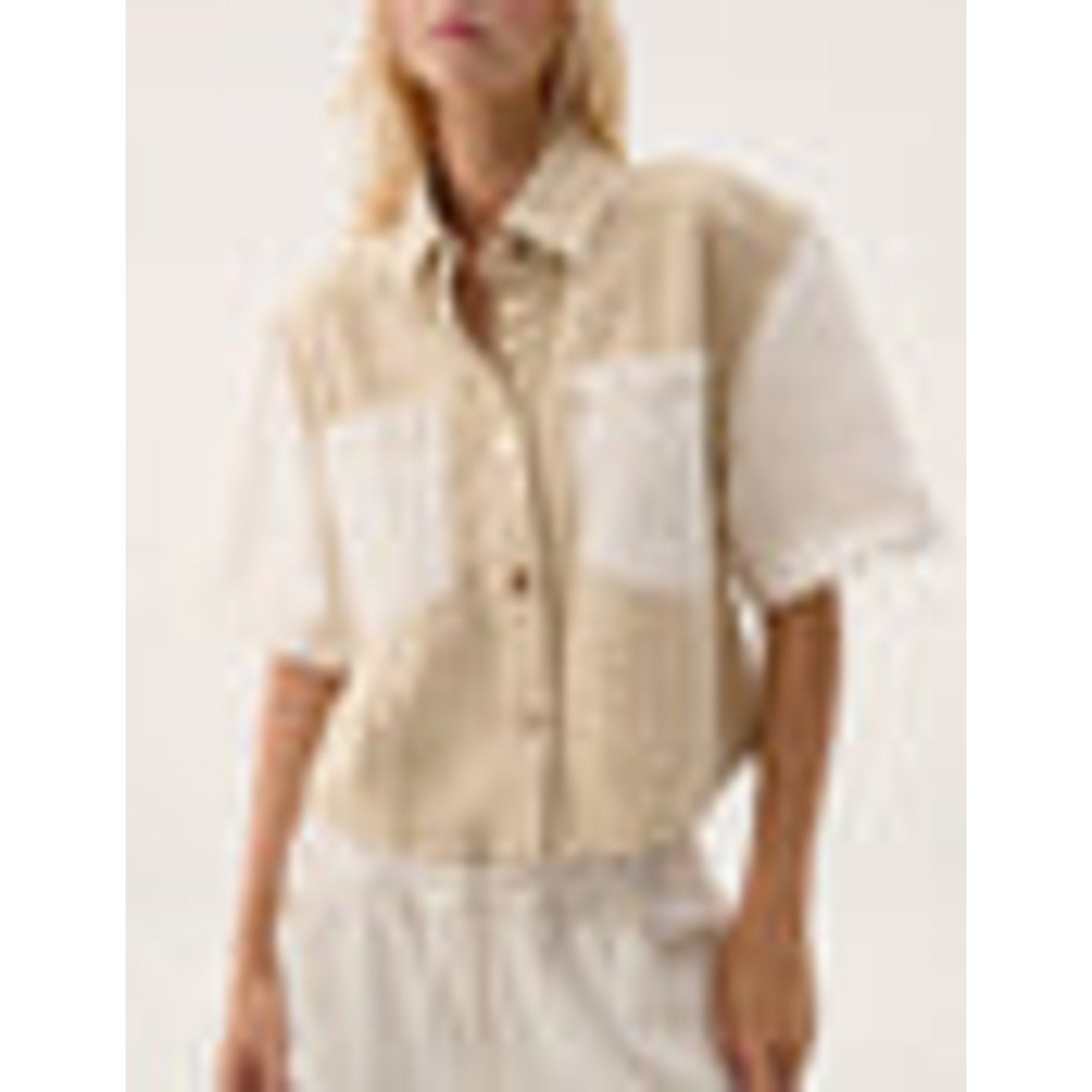 Aje 'Sadie' Cropped White Denim Shirt Size 12