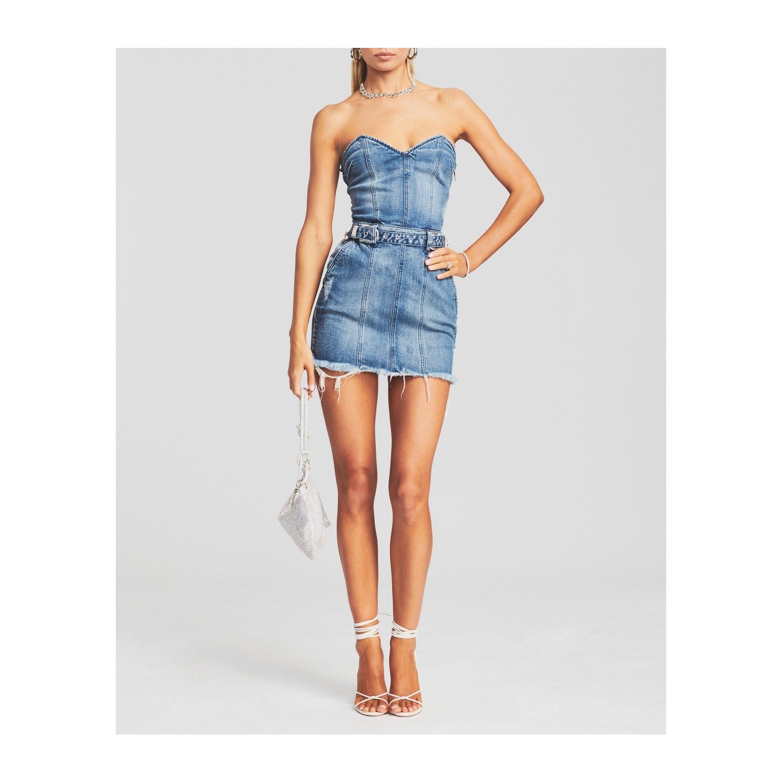 Retrofete 'Ashlyn' Blue Cotton Dress Size L