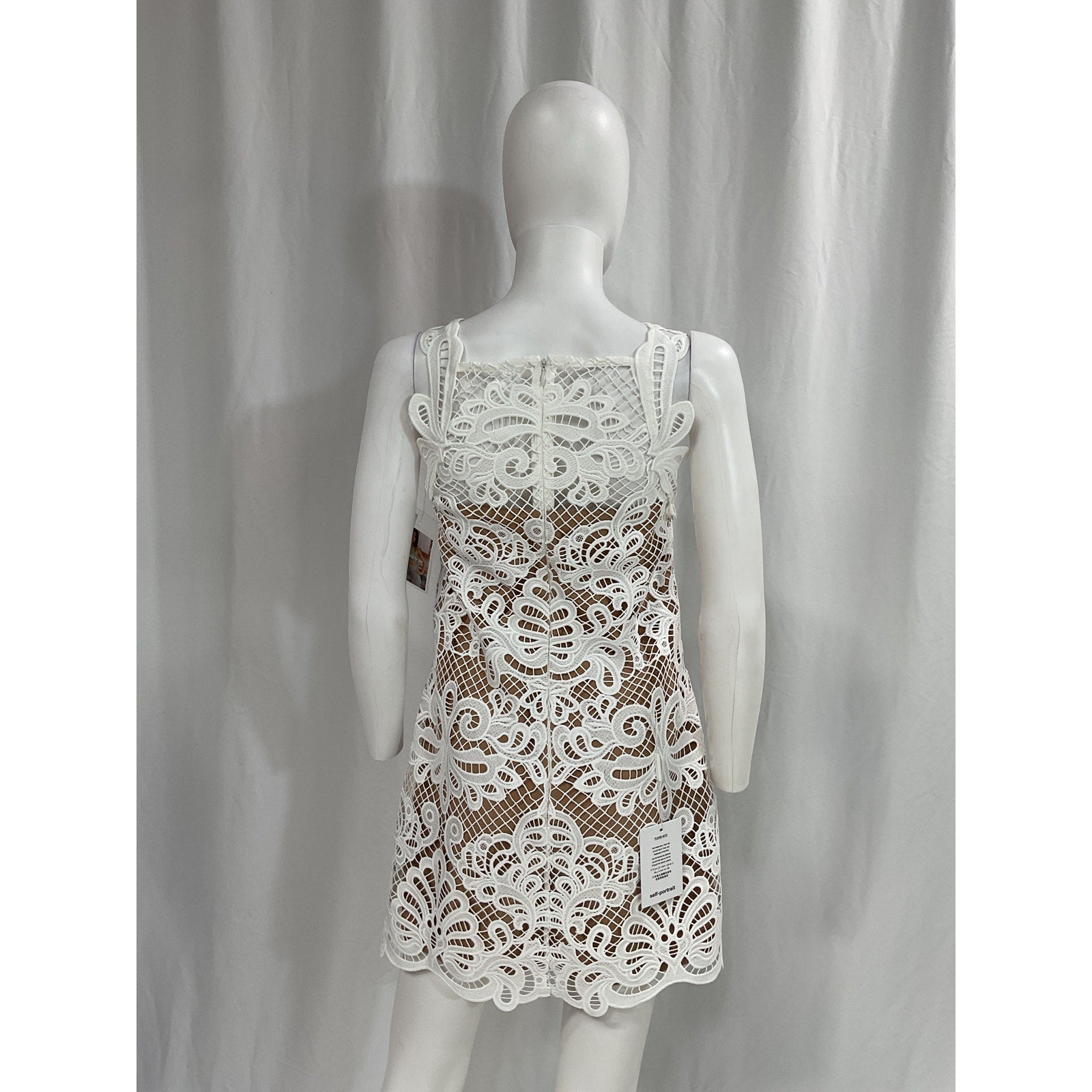 Self-Portrait 'Guipure' White Lace Sleeveless Mini Dress Size 2 - NWT