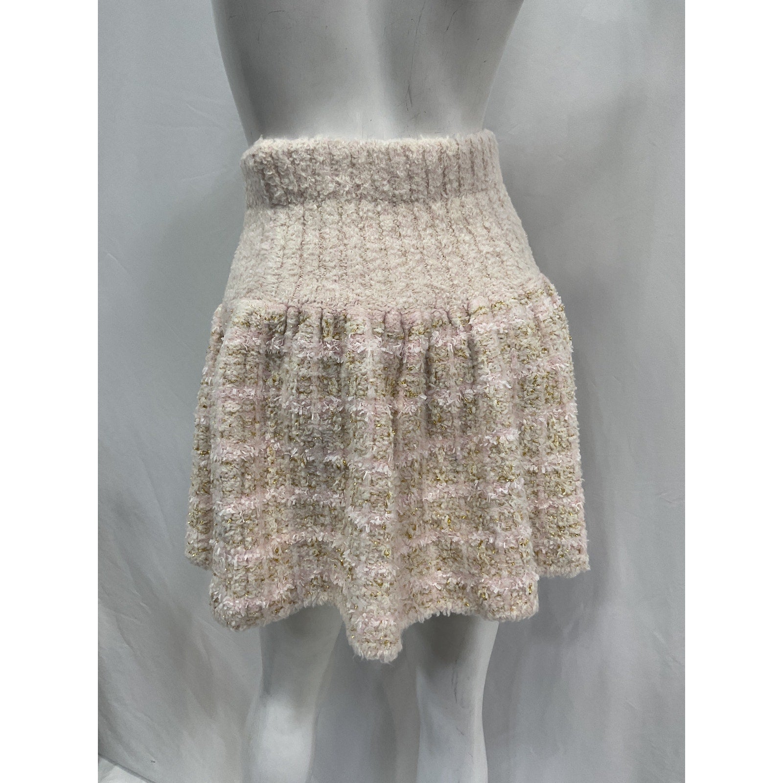 Loveshackfancy 'Bibi' Pink Tweed Mini Skirt Size S