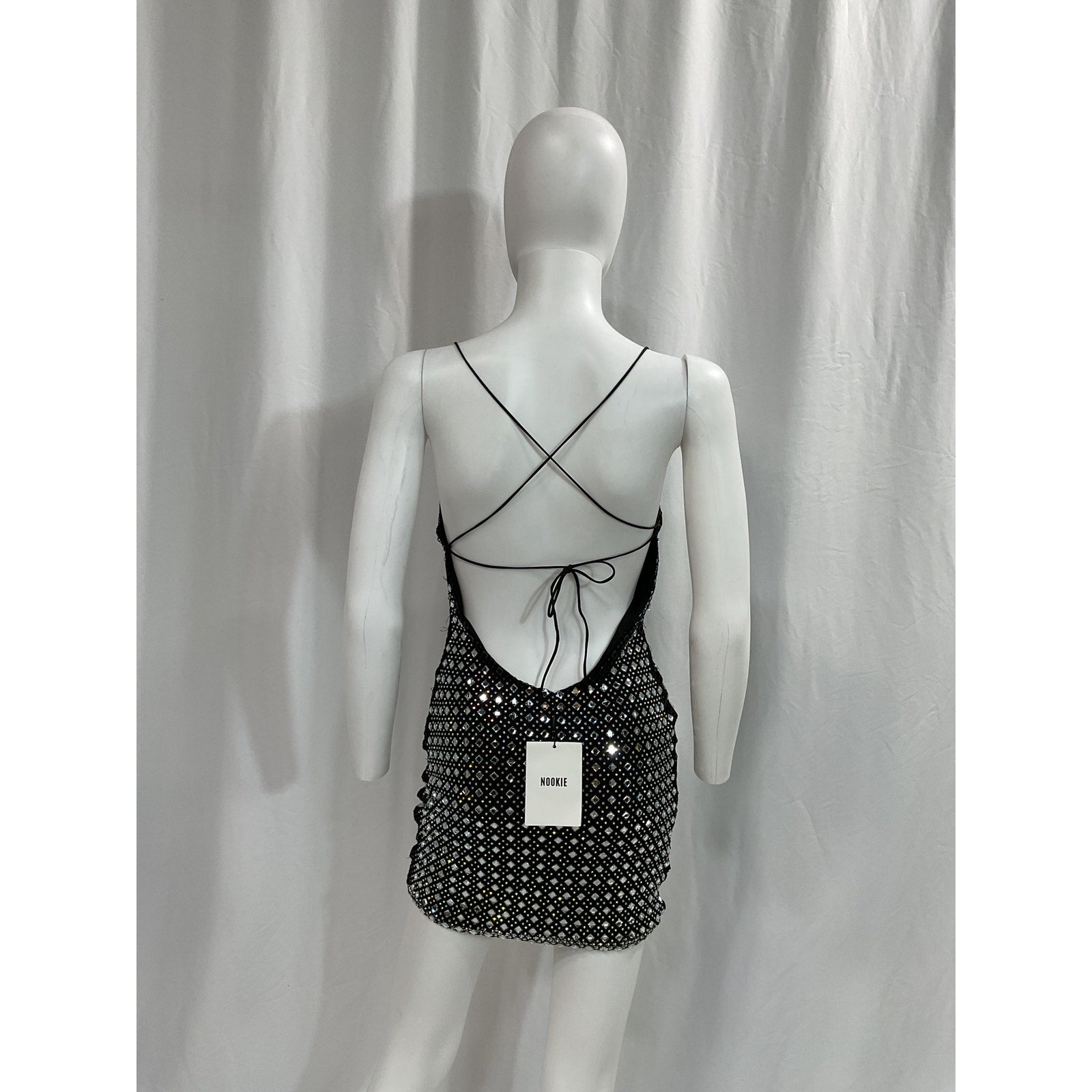 Nookie 'Fame' Silver Crystal Embellished Mini Dress Size S - NWT