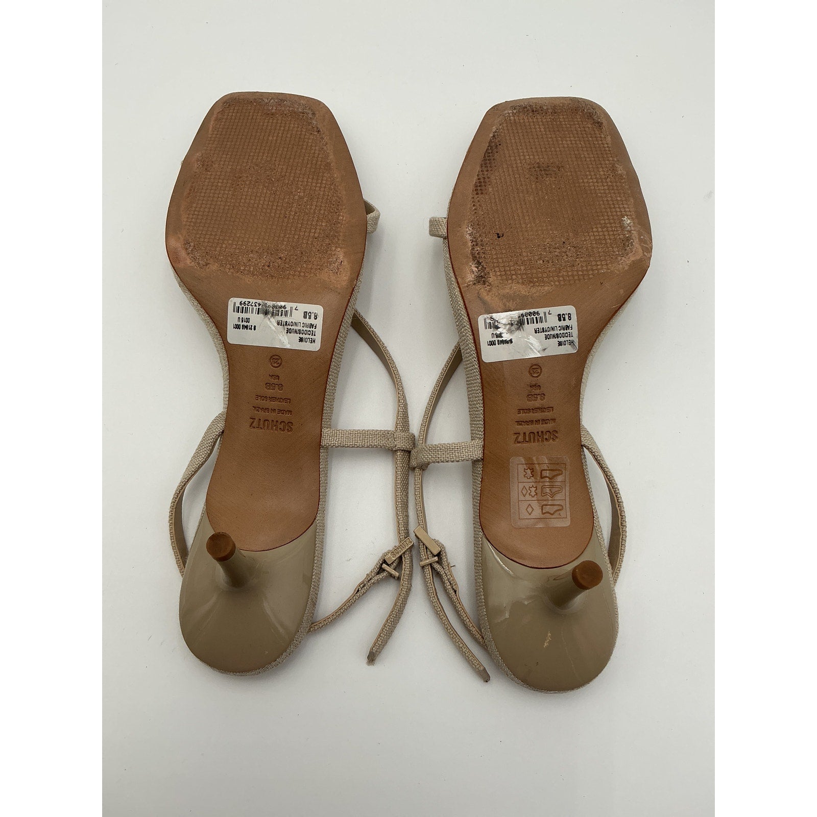 Schutz 'Heloise' Tan Leather Sandal Heels Size 8.5