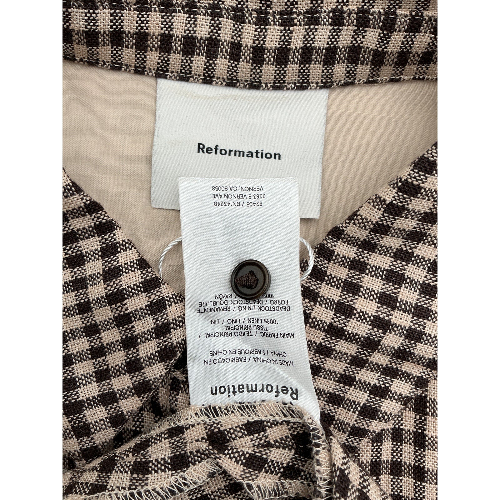 Reformation 'Arella' Black Linen Dress Size 0