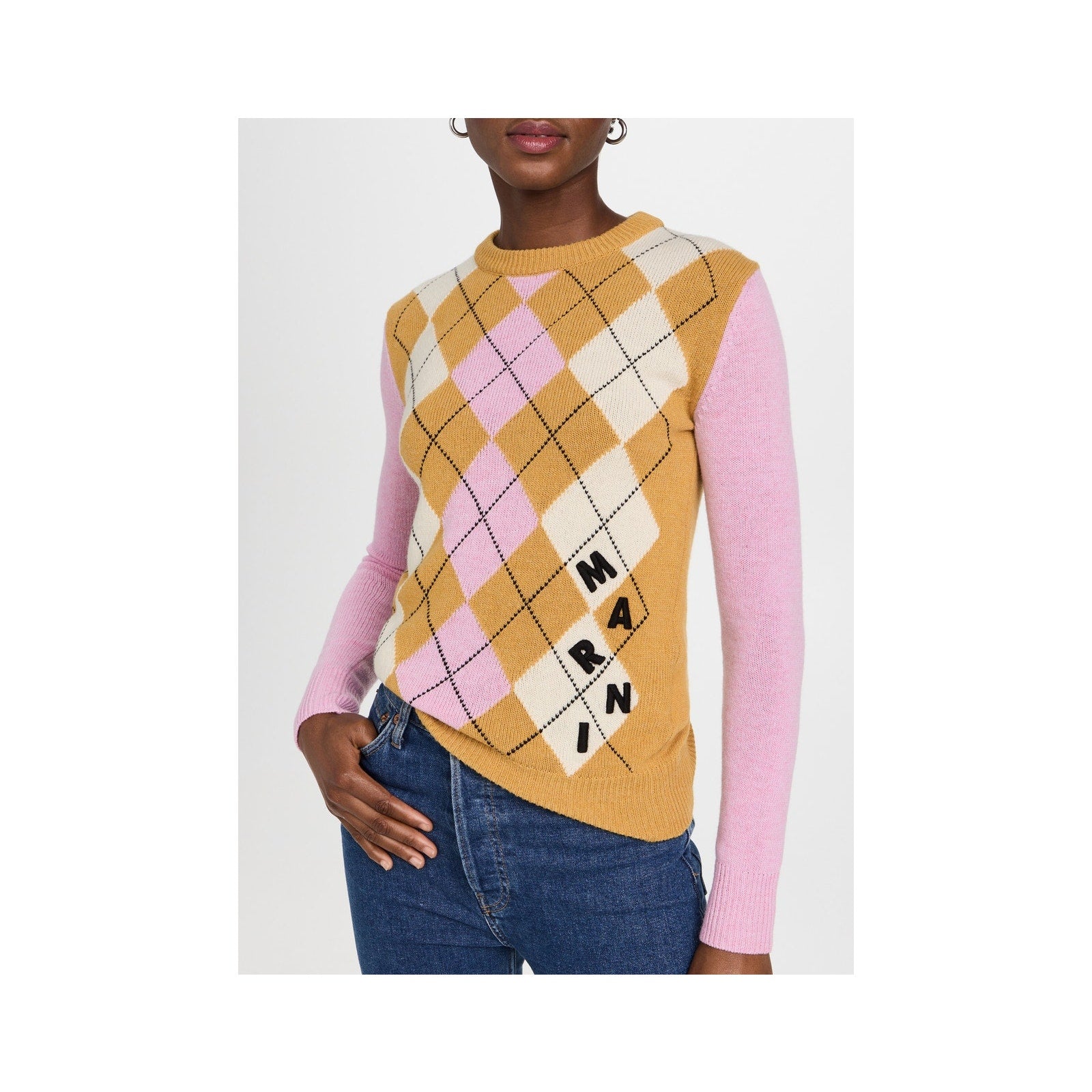 Marni 'Crew' Pink Neck Logo Sweater Size 40