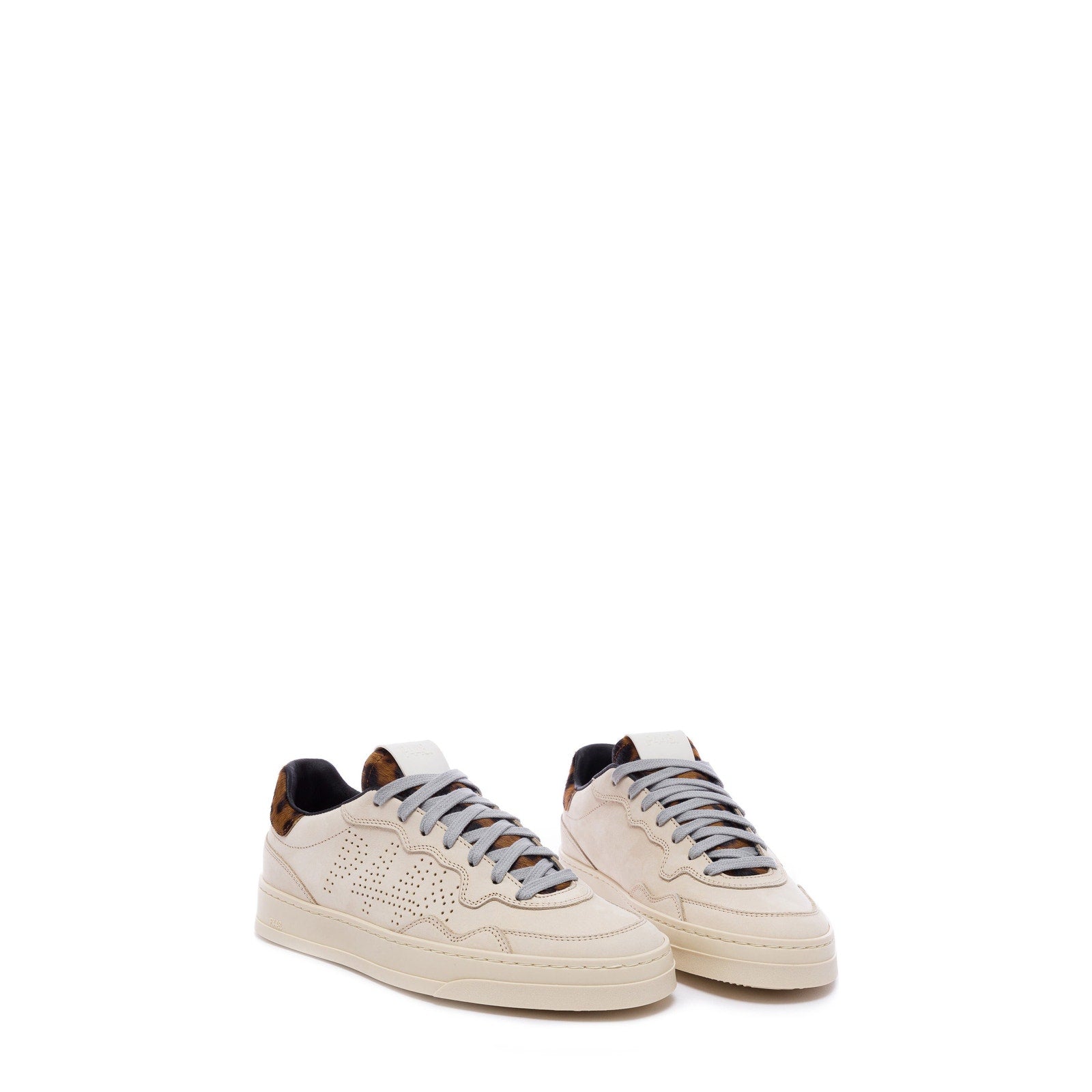 P448 'Bali' White Leather With Leopard Print Sneaker Size 9