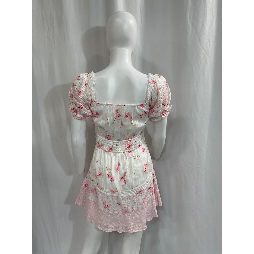 Loveshackfancy 'Lilium' Pink Floral Linen Dress Size XS