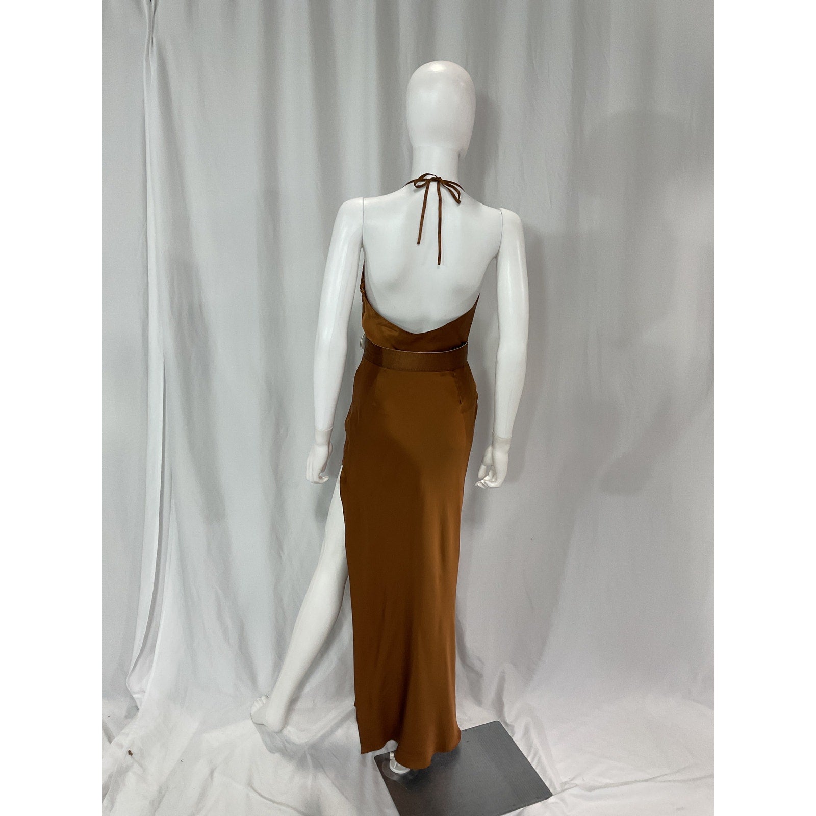 Nicholas 'Lucinda' Brown Halter Cowl Neck Gown Size 4