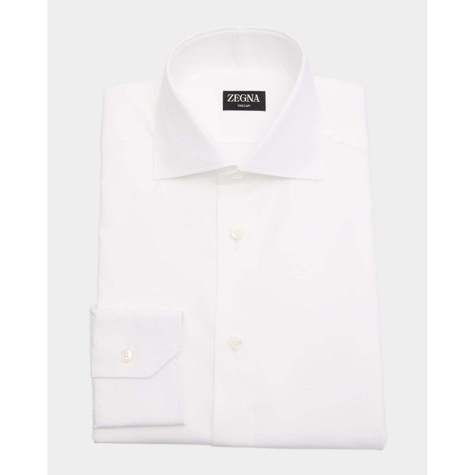 Zegna 'Trecapi' White Cotton Oxford Sport Shirt Size 42 - NWT