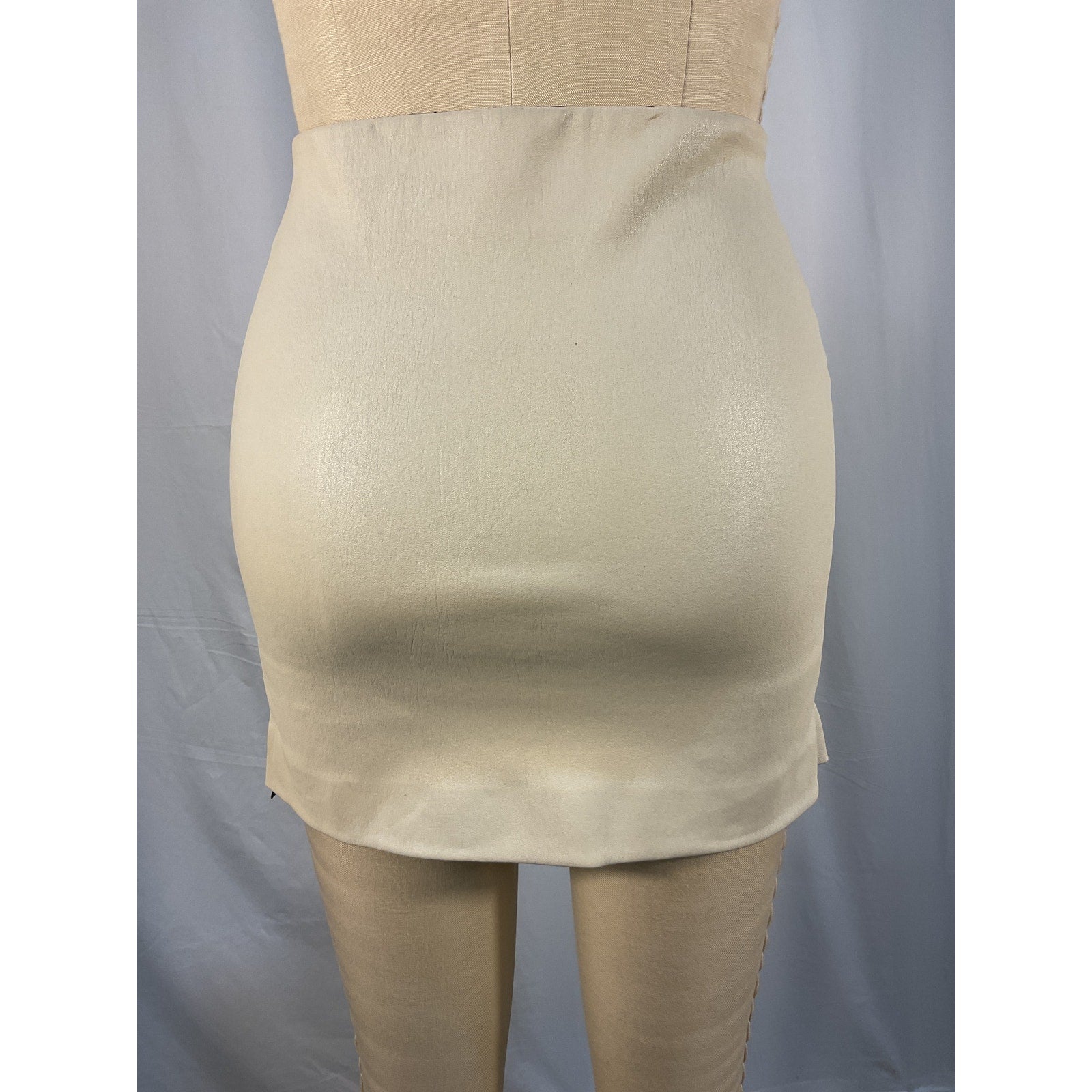 Sprwmn 'Shirred' White Leather Wrap Miniskirt Size M - NWT