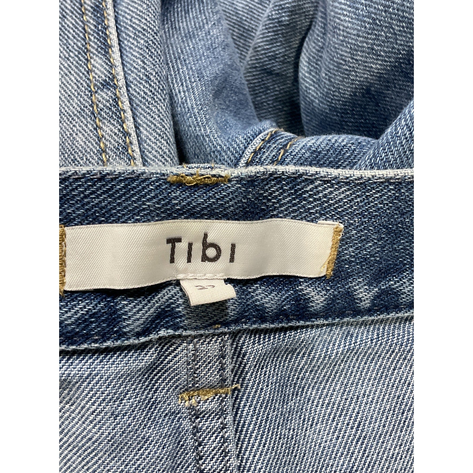 Tibi High-Rise Blue Wide Leg Denim Jeans  Size S