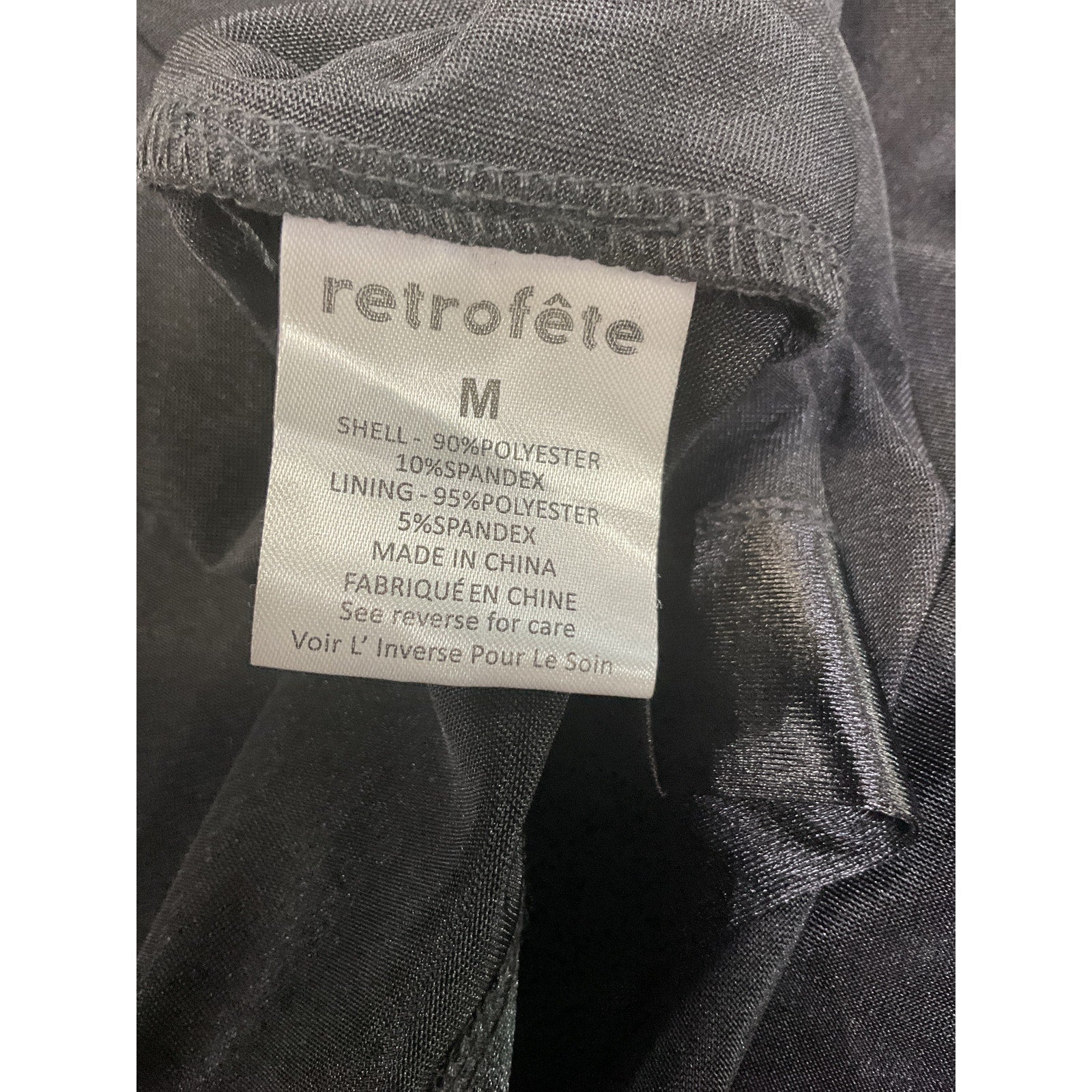 Retrofete 'Baila' Black Satin Dress Size S