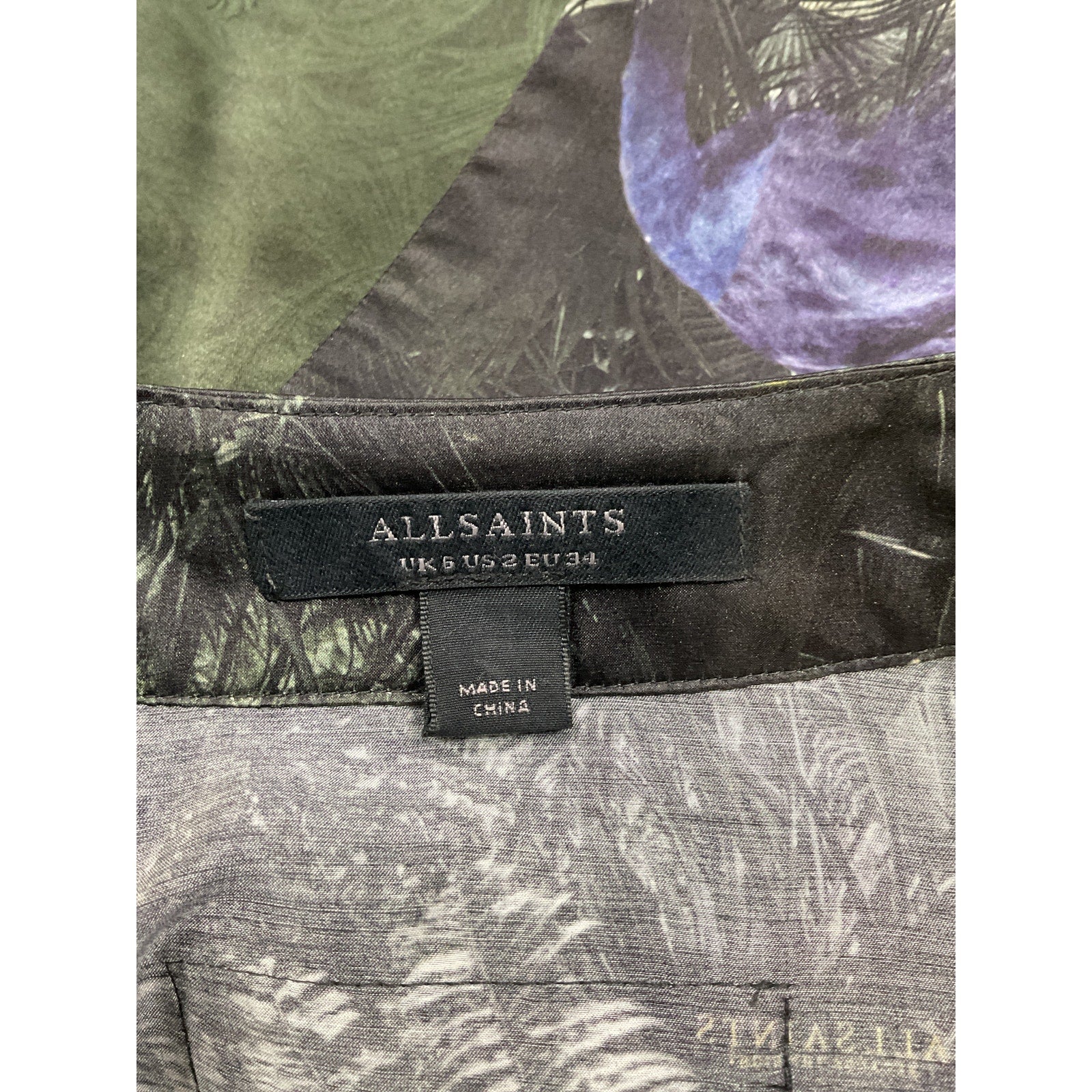 Allsaints 'Casi Heidi' Green Floral Fauna Silk Blend Kimono Jacket Coat Size 2