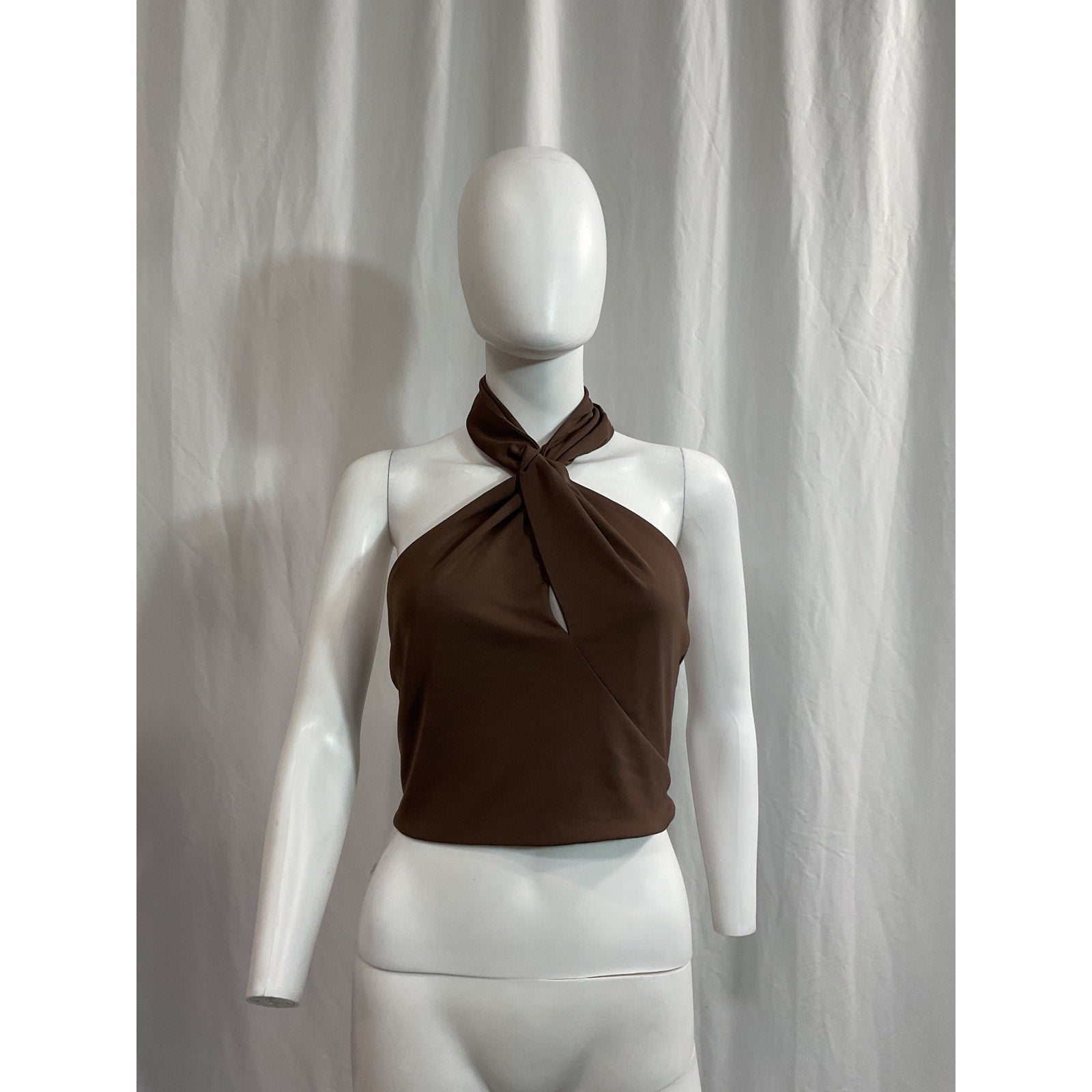 Nicholas 'Kaia' Brown Front Keyhole Halterneck Crop Top Size 8 - NWT