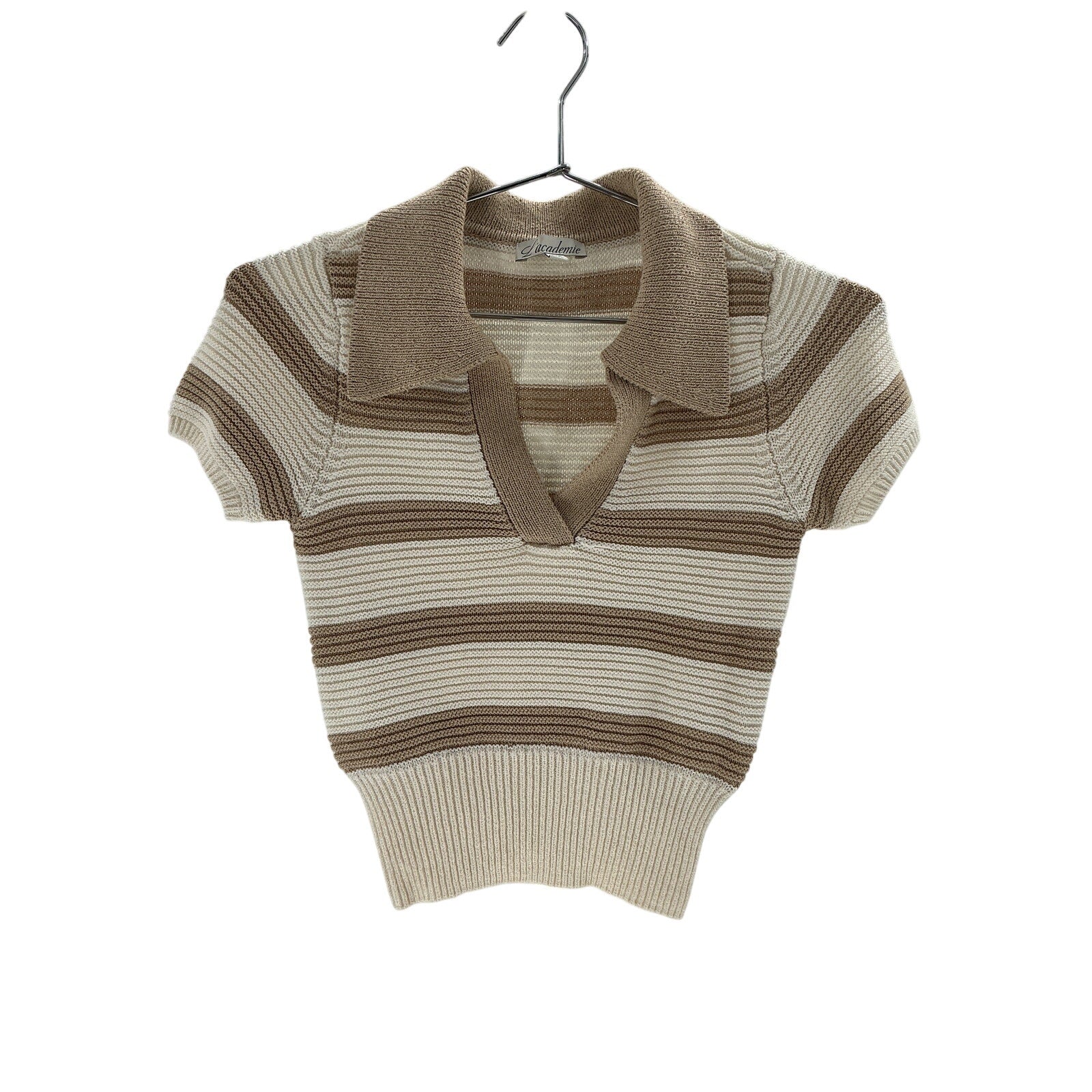 L'Academie 'By Marianna' Beige Viscose Drea Striped Knit Top Size XXS