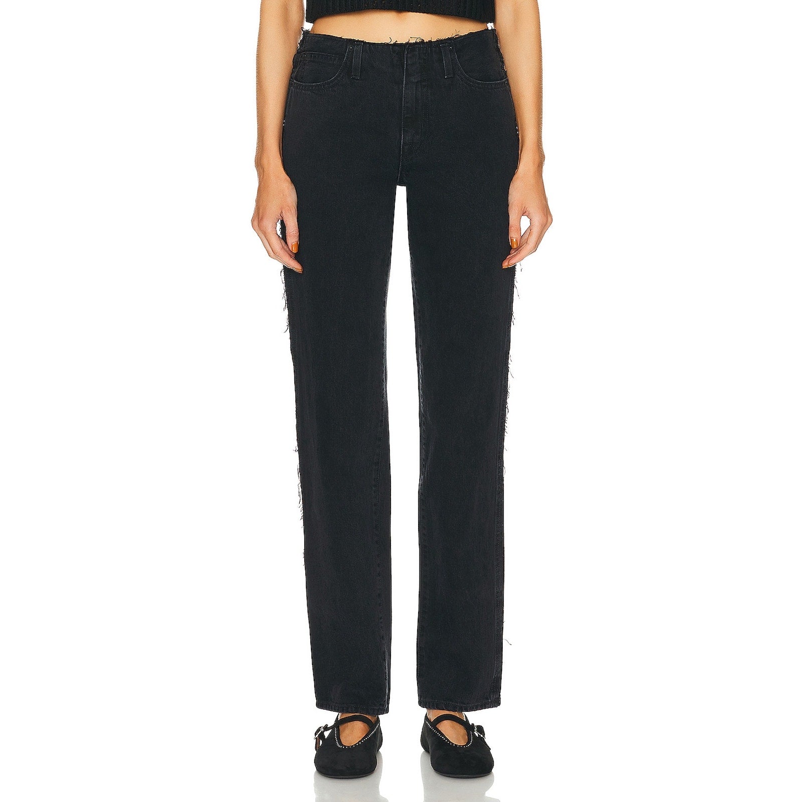 Slvrlake 'Sophie' Black Cotton Long Straight Leg Size 26