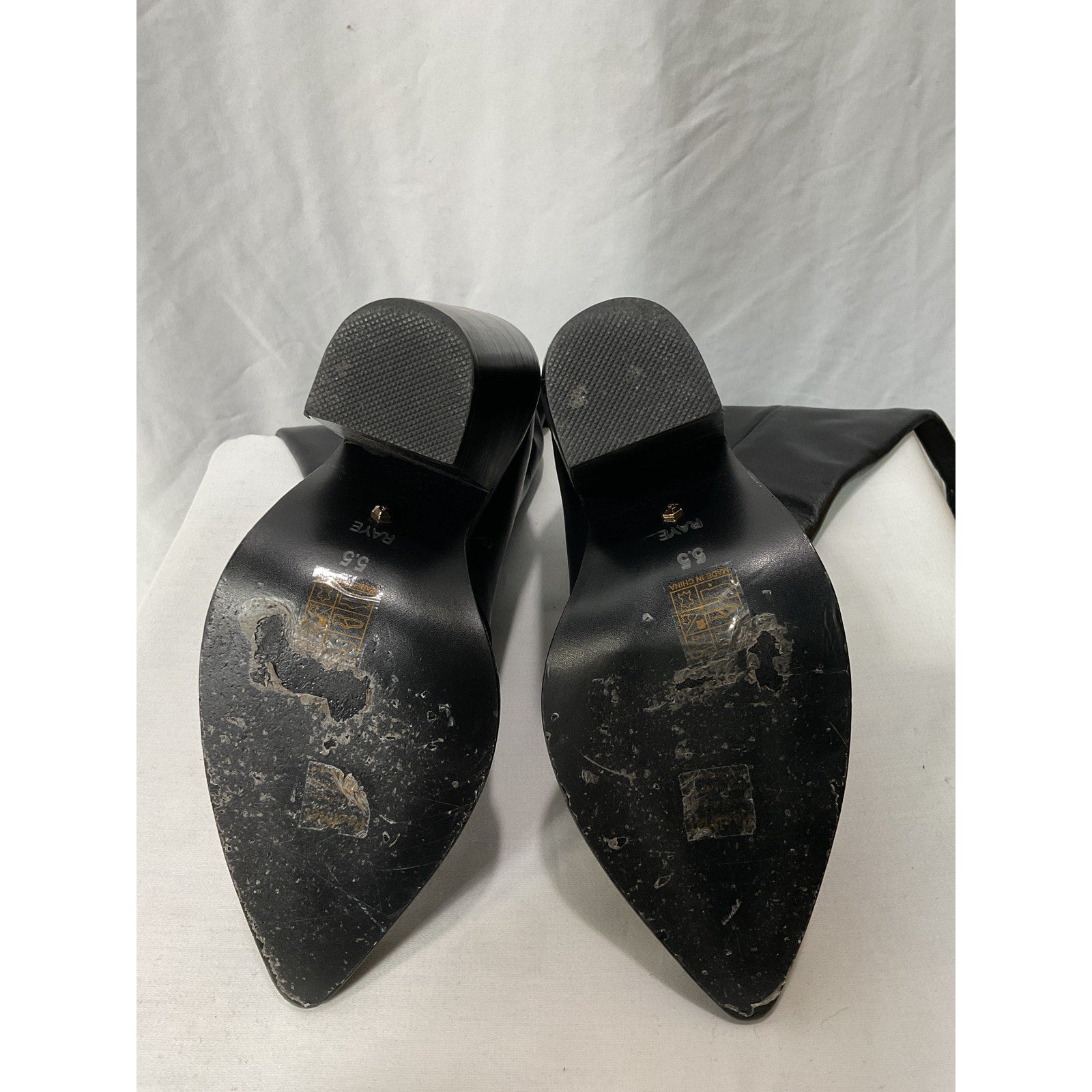 Raye 'Inferno' Black Leather Heeled Boot Size 5.5