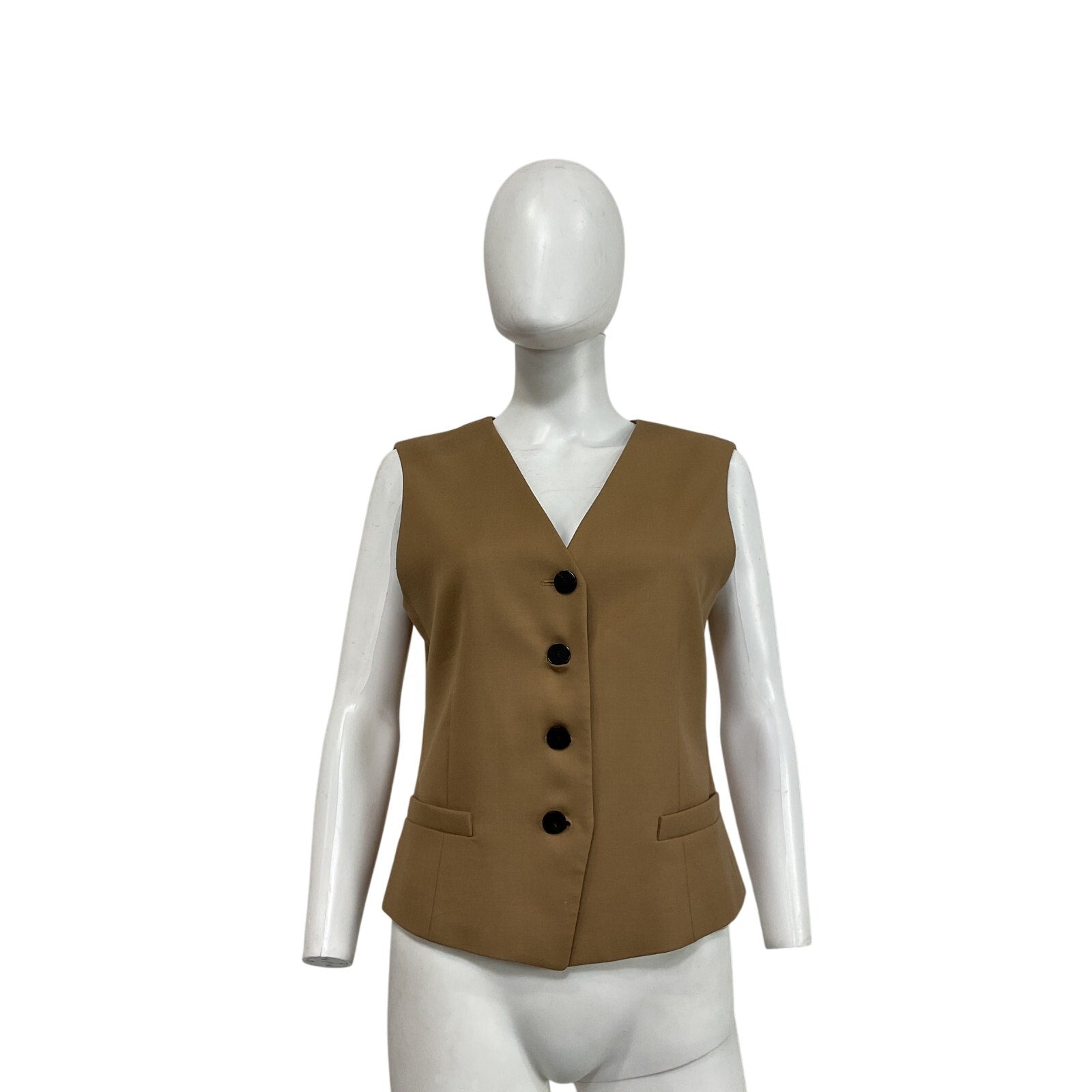 Theory New Beige Wool Waistcoat Vest Size 8
