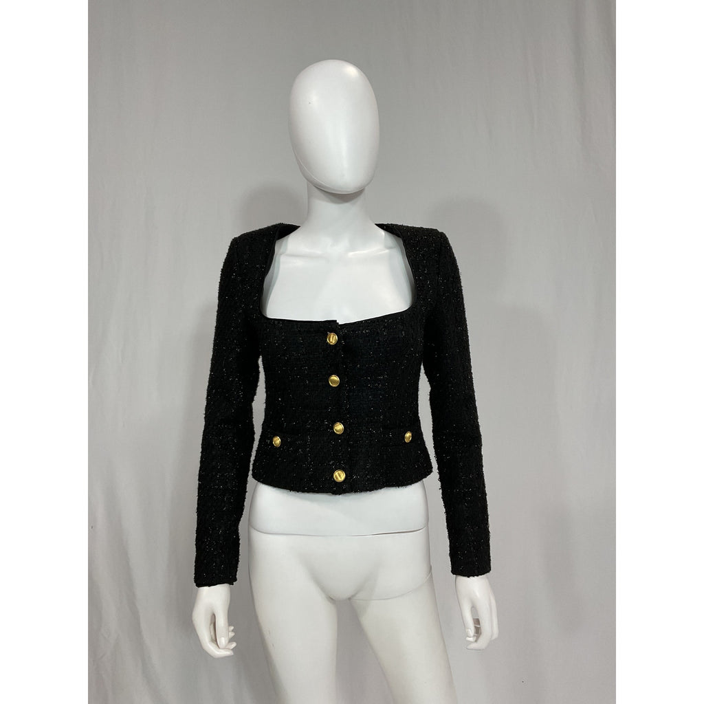 Assignment 'Bianca' Black Tweed Jacket Size XS
