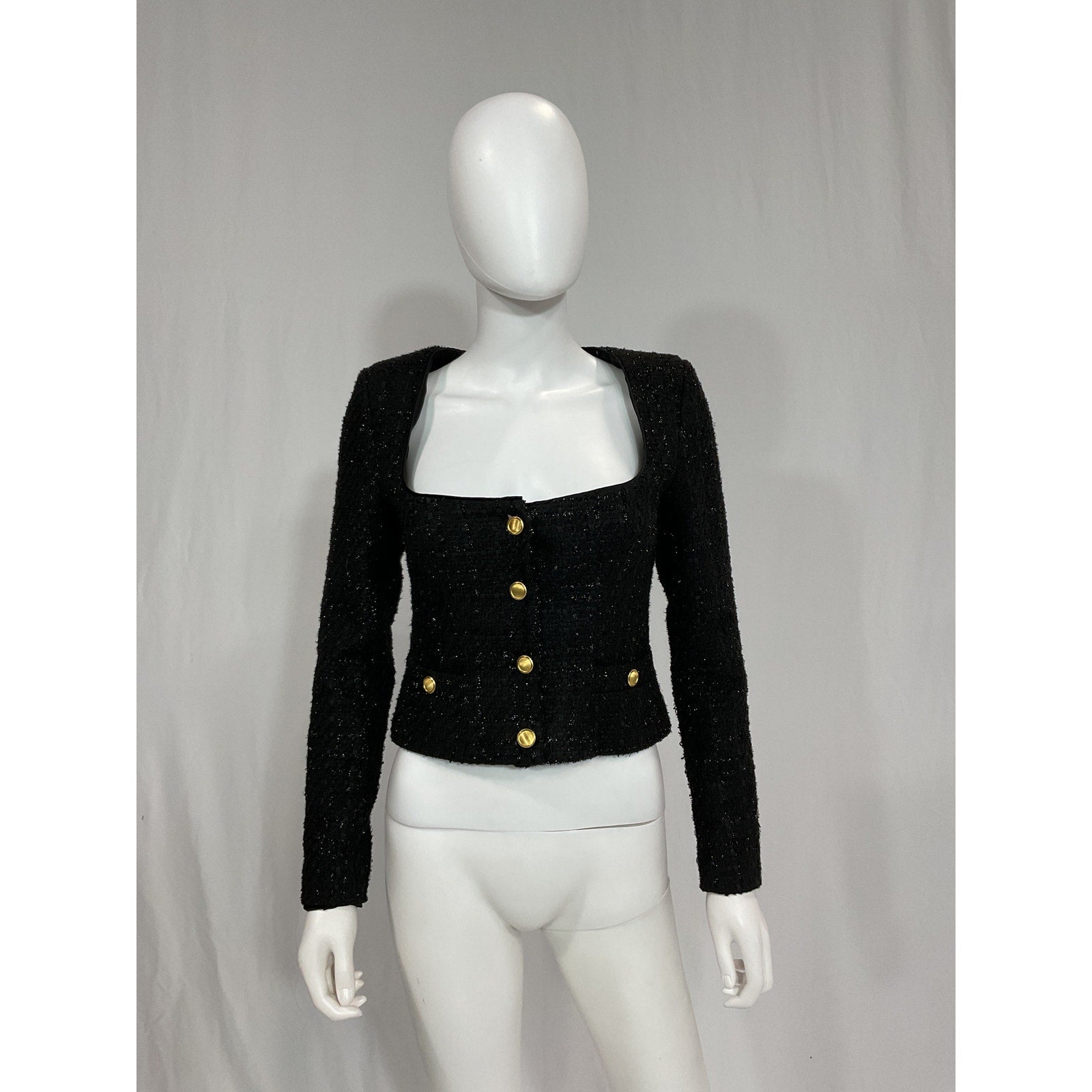 Assignment 'Bianca' Black Tweed Jacket Size XS