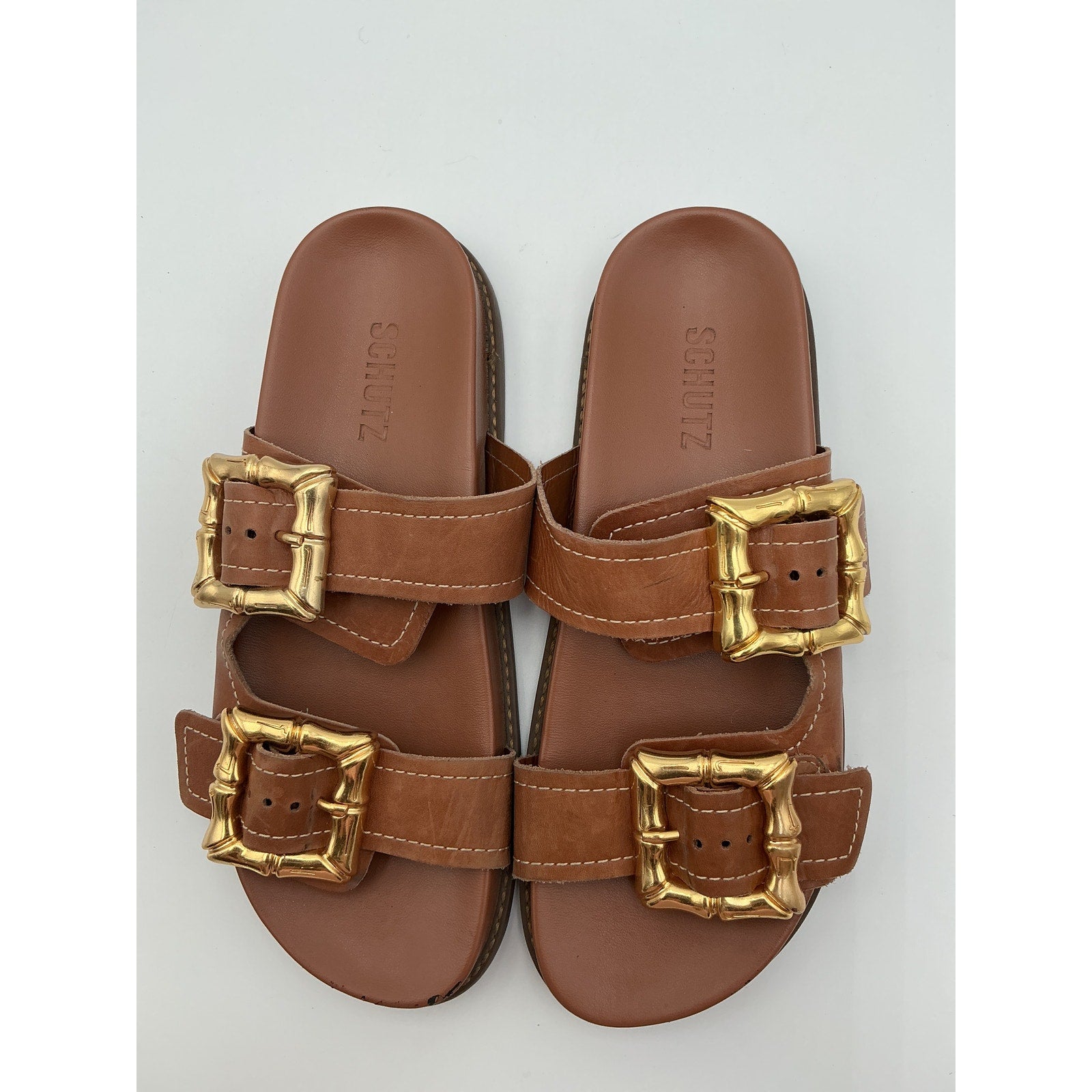 Schutz 'Enola' Brown Leather Sporty Sandal Size 7.5