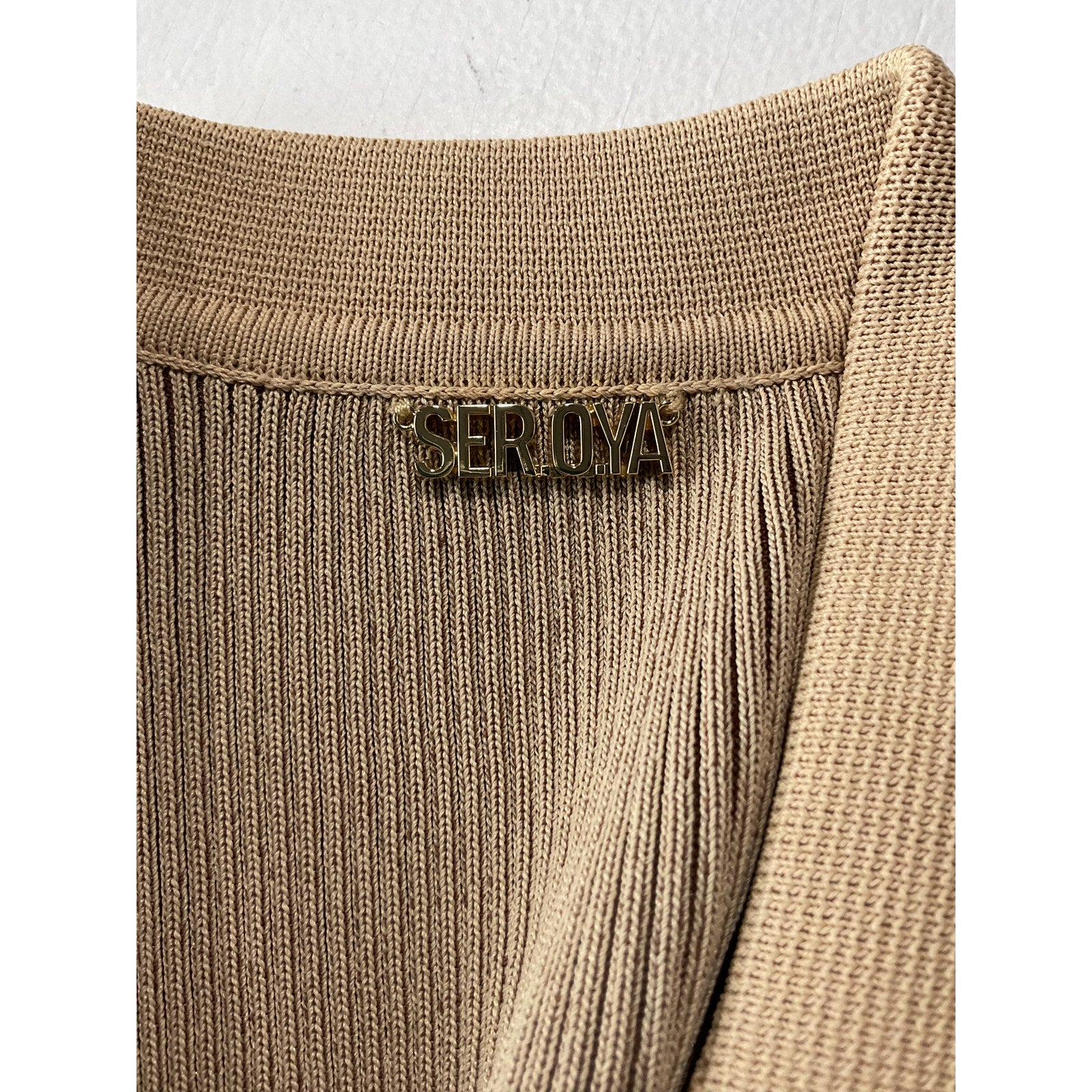 Ser.O.Ya 'Boa' Beige Rayon Rib Knit Dress Size S
