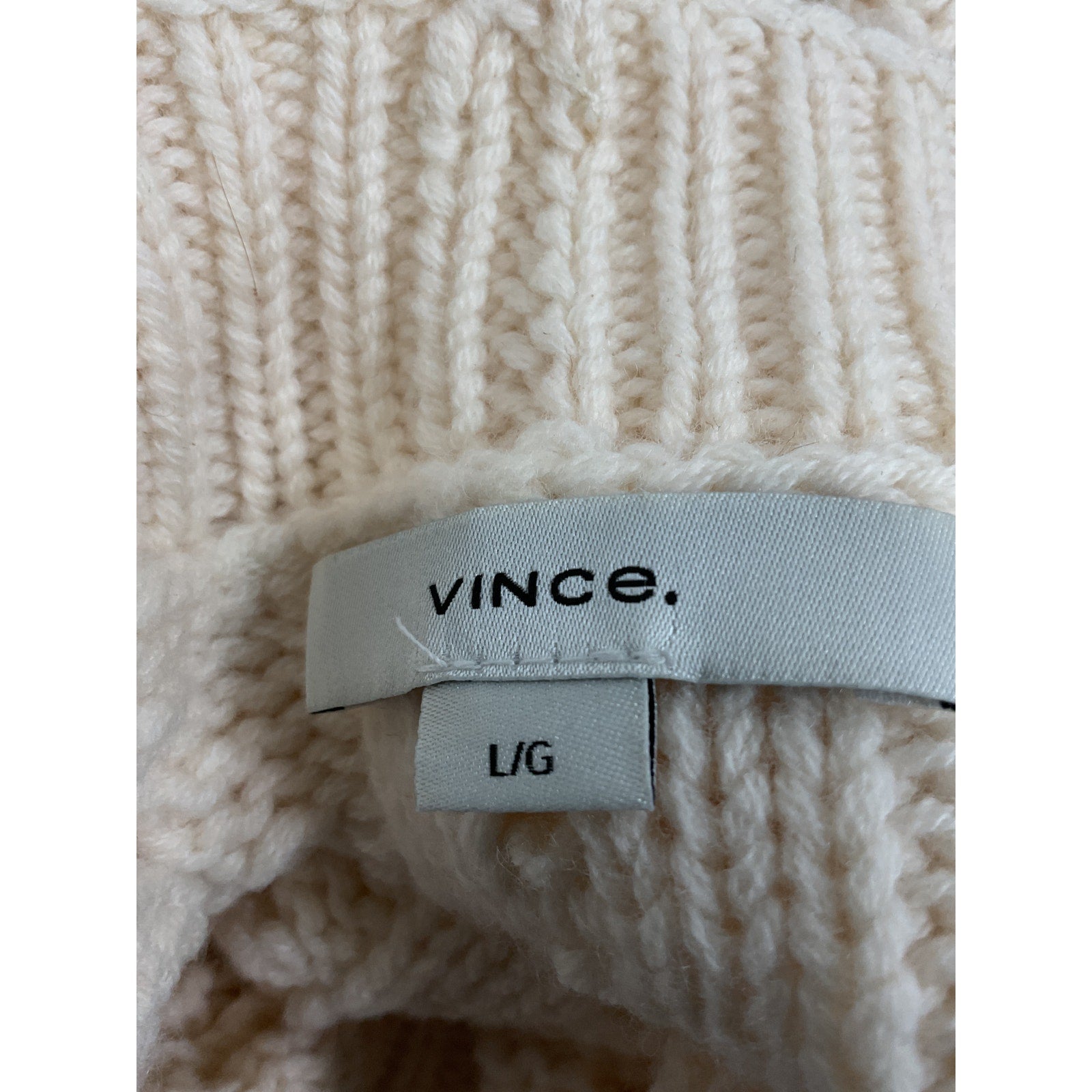Vince 'Fringe' White Cable Sweater Size L