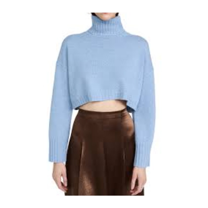 Sablyn 'Silvia' Blue Cashmere Cropped Cashmere Turtleneck Sweater Size XS