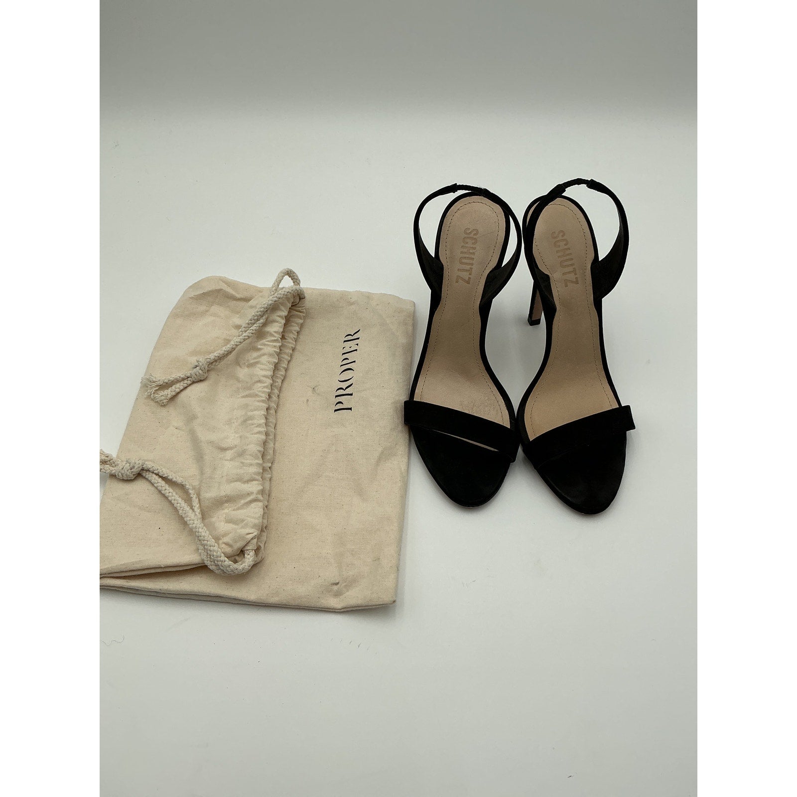 Schutz 'Luriane' Black Suede Leather Heel Size 7