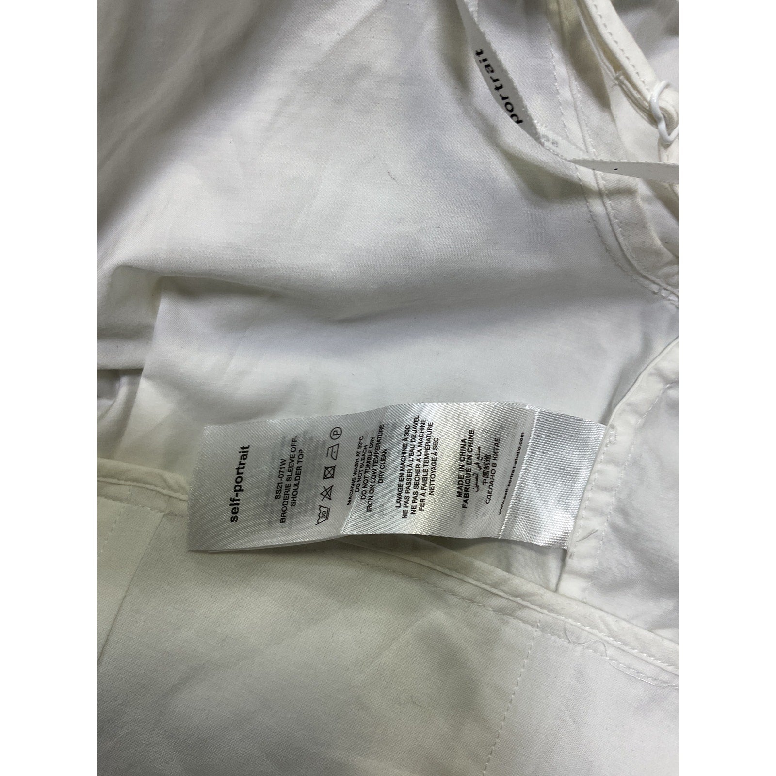 Self-Portrait 'Broderie' White Sleeve Off Shoulder Top Size 6