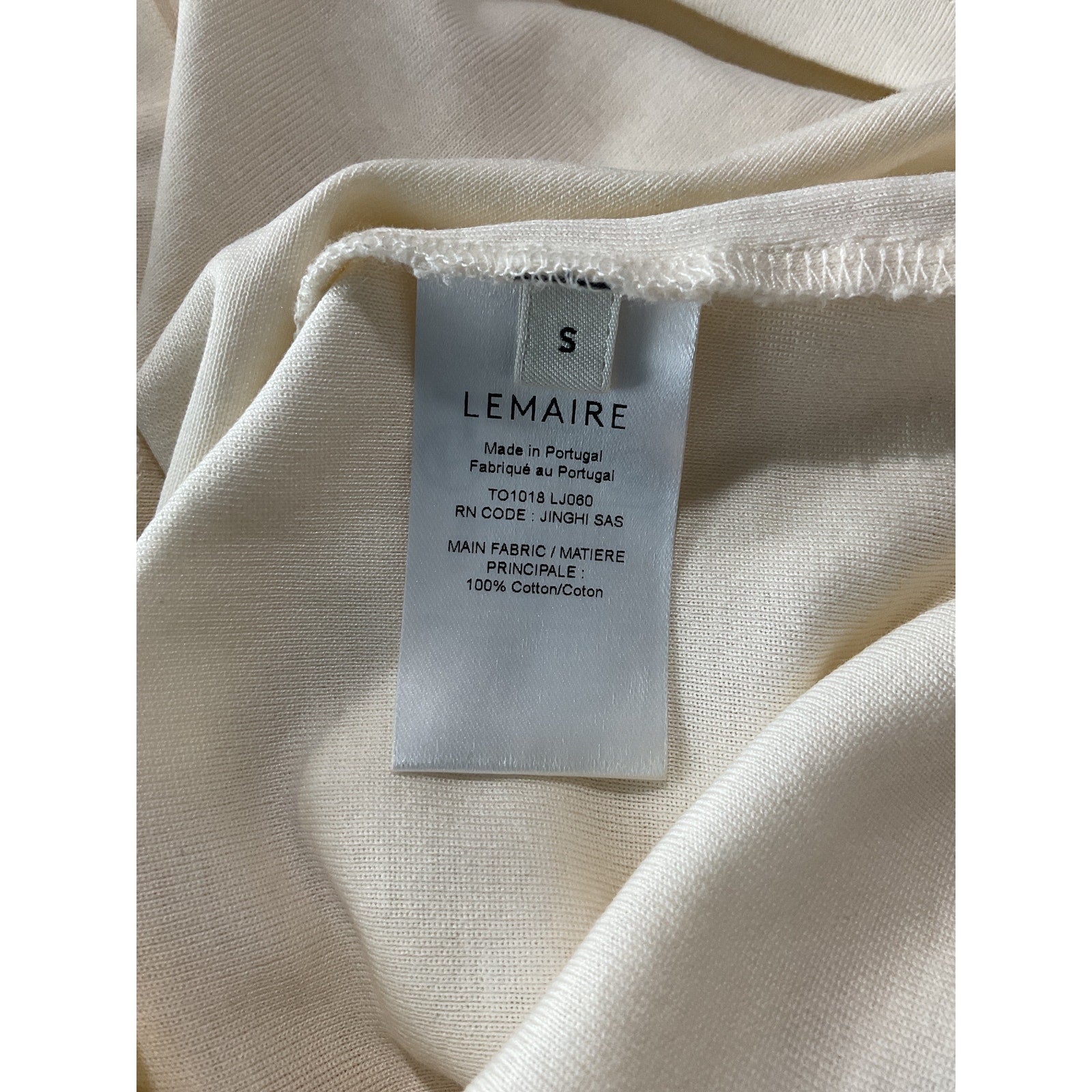 Lemaire Fine-Ribbed White Cotton Seamless Tank Top Size S