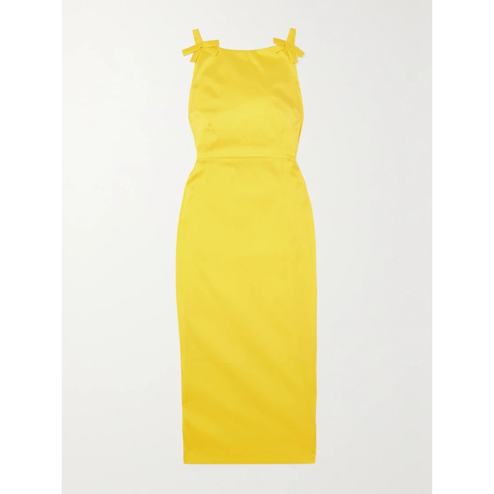 Bernadette 'Kim' Yellow Open- Back Bow Embellished Taffeta Midi Dress Size 12 - NWT
