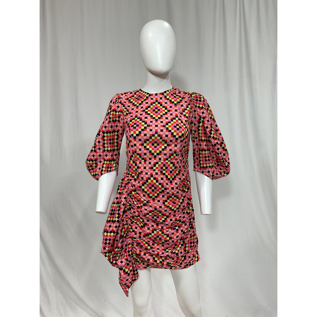Rhode 'Pia' Pink Elbow Sleeve Ruffle Dress Size 0