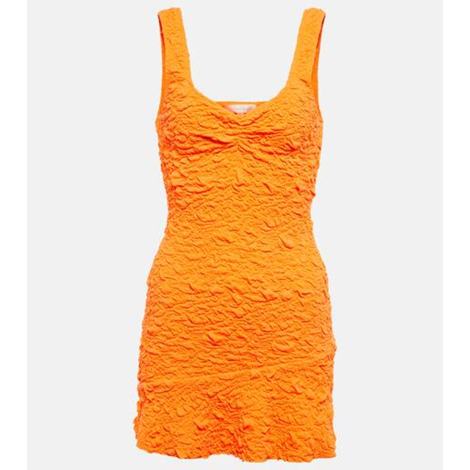 Loveshackfancy 'Bartlette' Orange Crinkled Asymmetrical Mini Dress Size XS