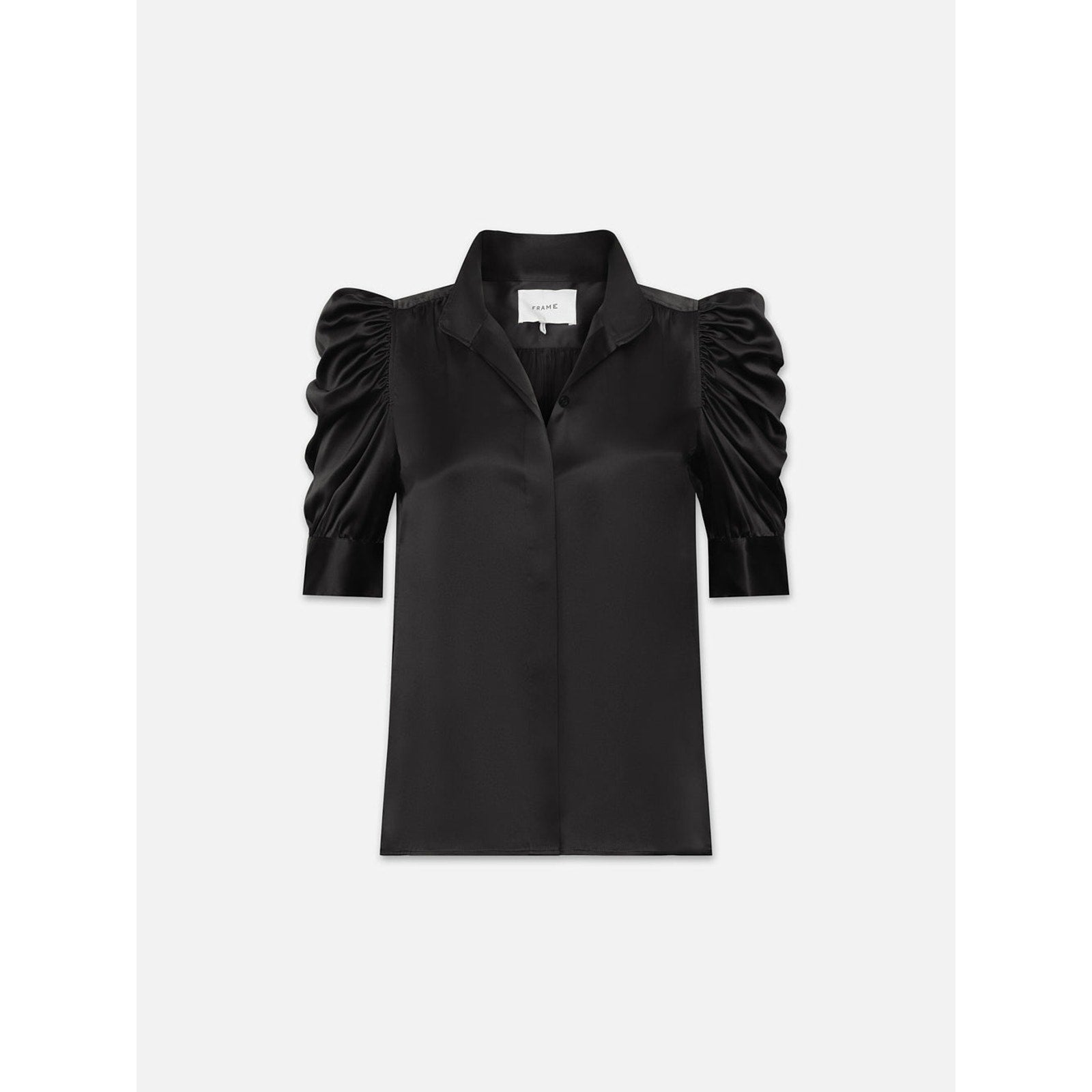 Frame 'Gillian' Black Silk Satin Top Size M