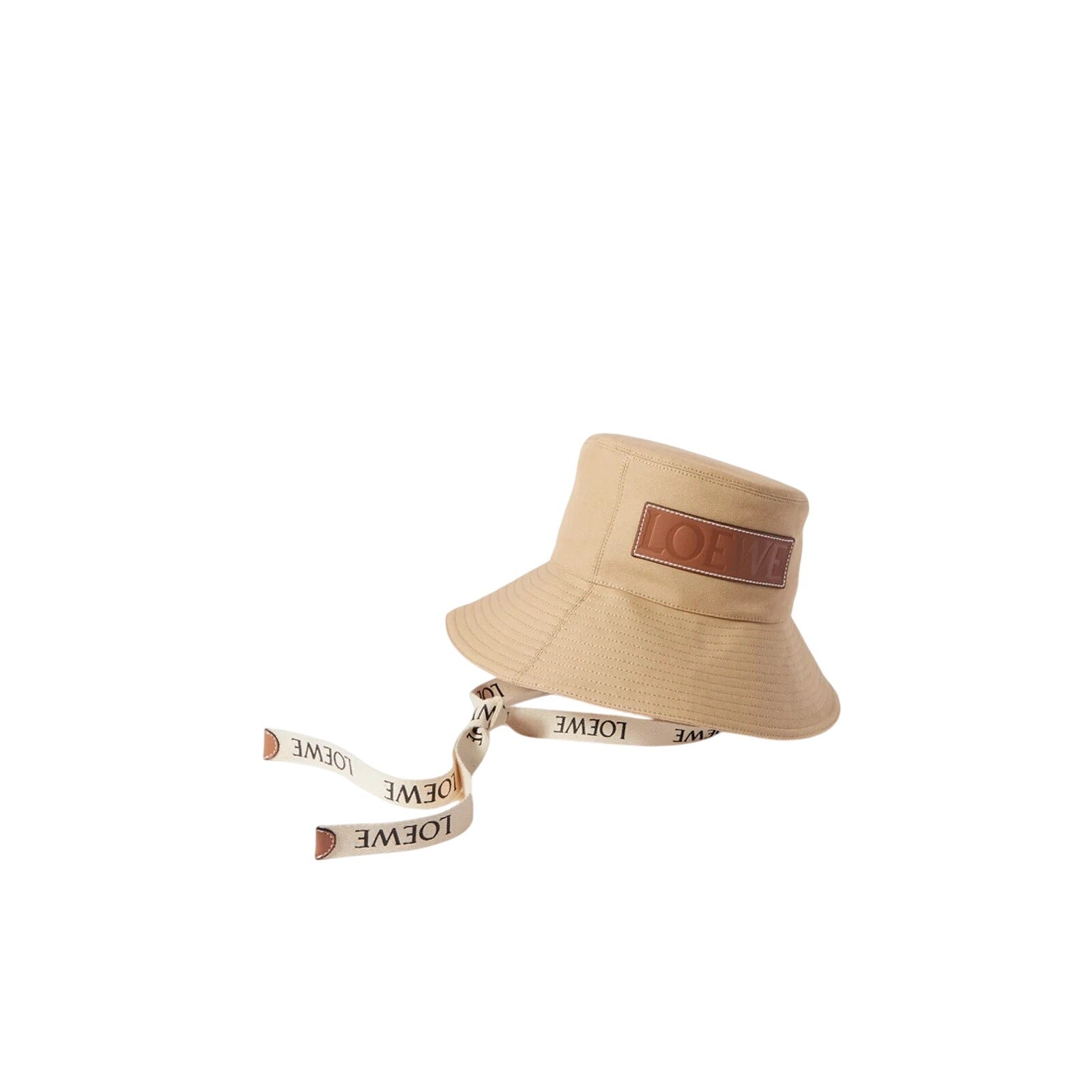 Loewe + Paula'S 'Ibiza' Beige Leather-Trimmed Cotton-Canvas Bucket Hat Size 59