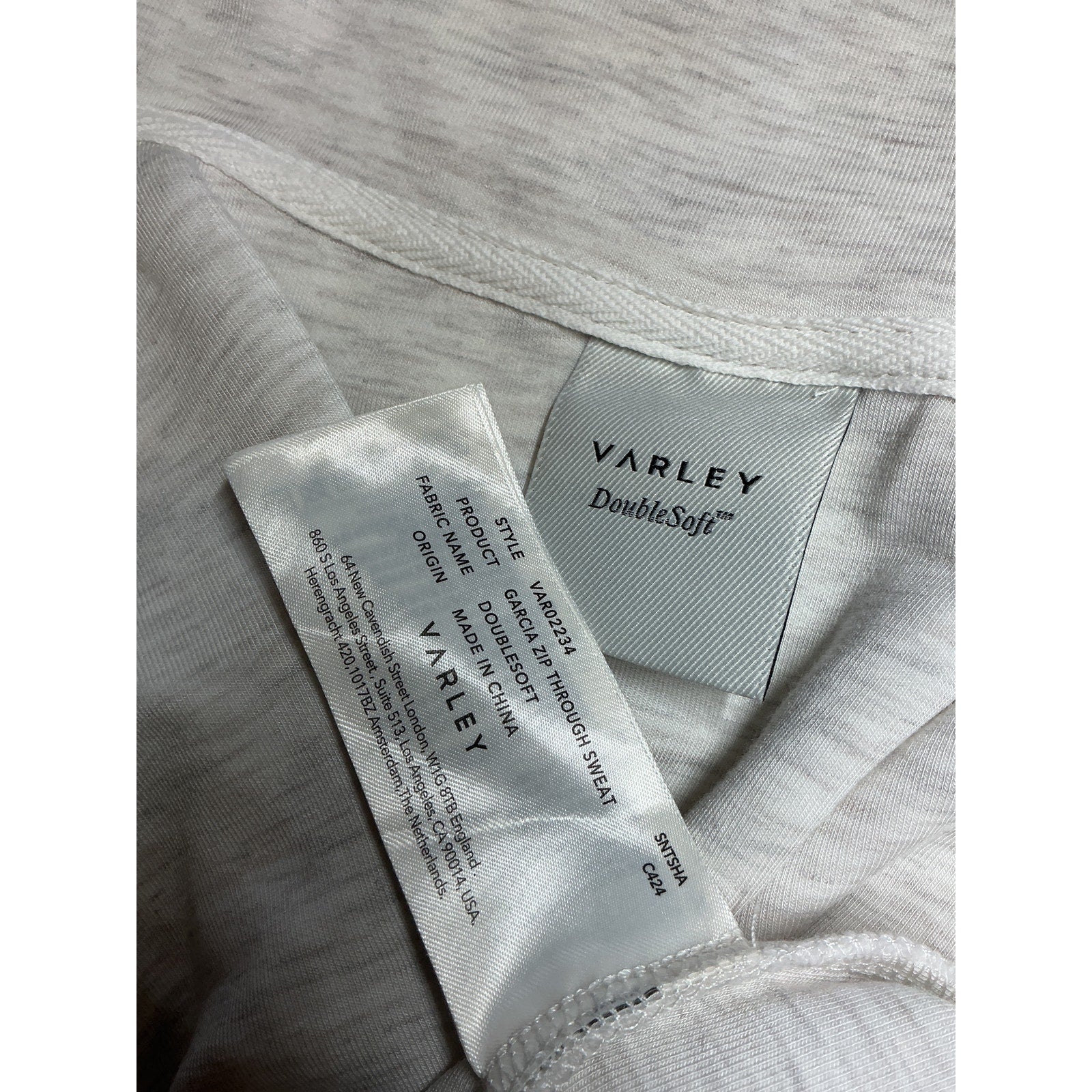 Varley 'Garcia' White Viscose Zip Sweatshirt Size XS
