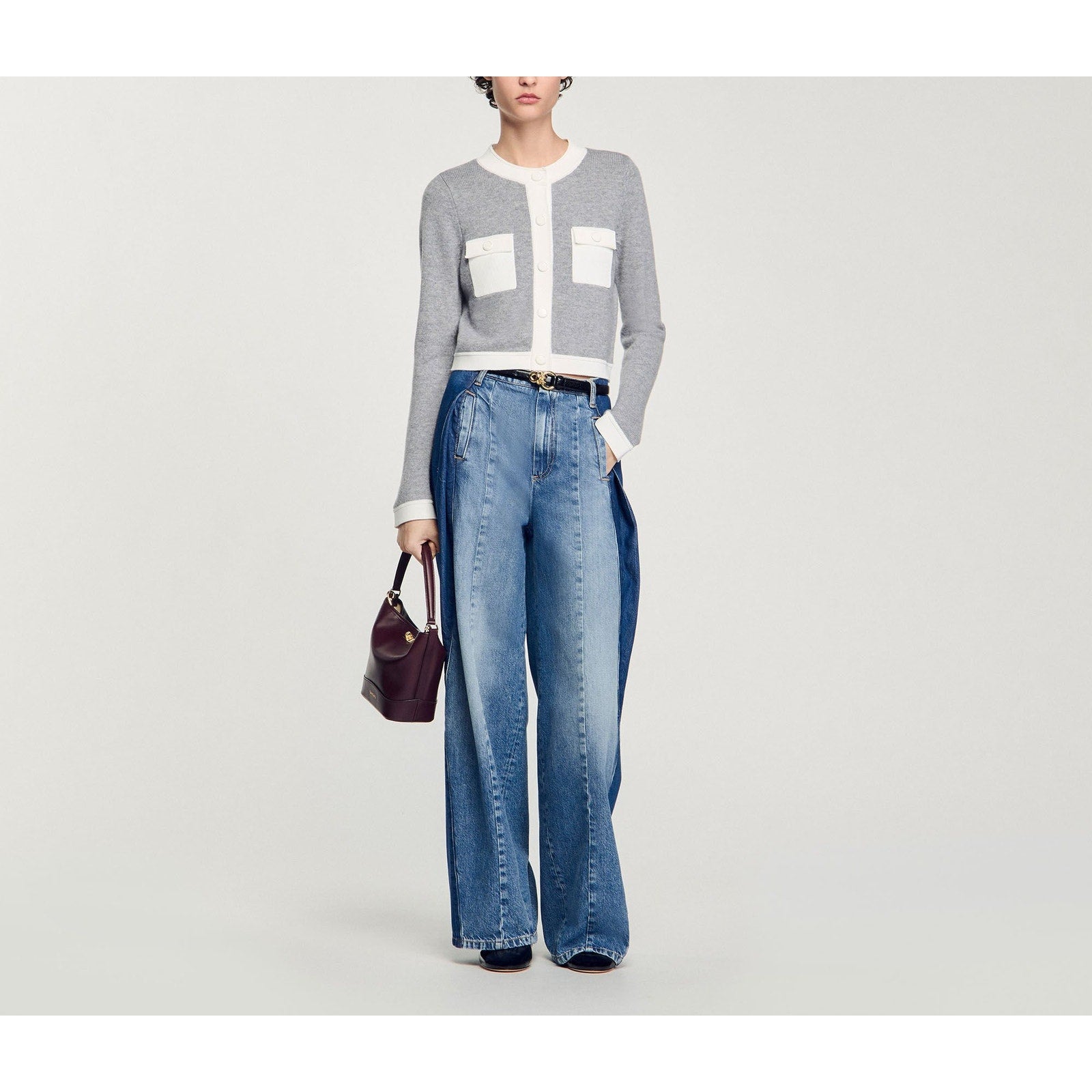 Sandro 'Two-Tone' Grey Cardigan Size 3 - NWT