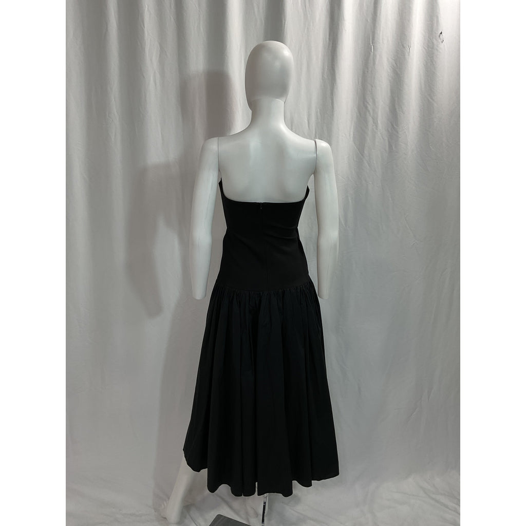 Nicholas 'Jaxon' Black Drop Waist Broomstick Pleated Poplin Skirt Size 4