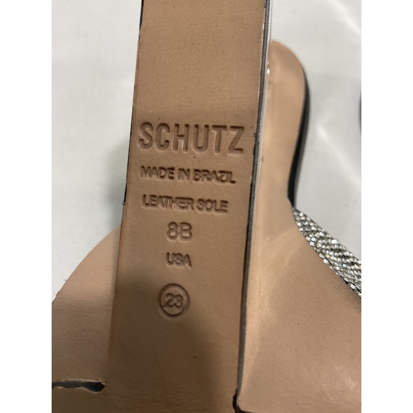 Schutz 'Boris' White Crystal Embellished Sandal Size 8
