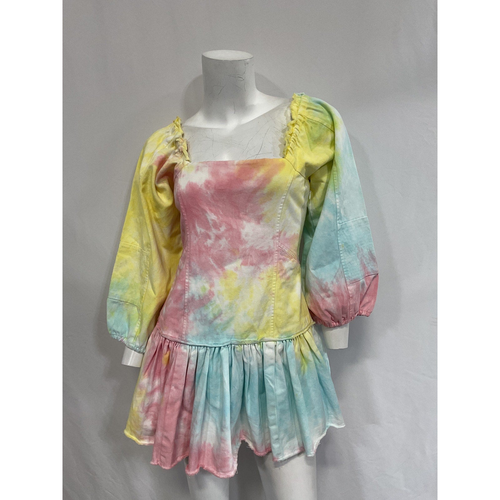 Loveshackfancy 'Chai' Pink Tie Dye Print 3/4 Sleeve Dress Size 0